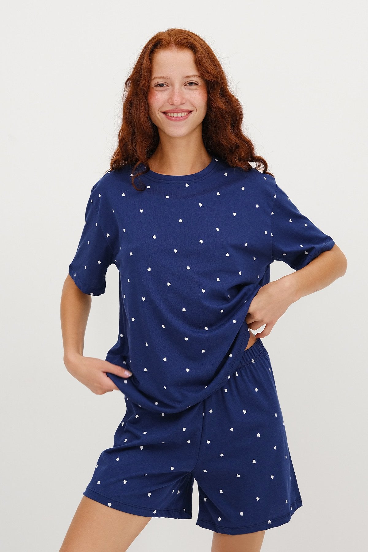 Night-Blue_Patterned-Shorts-Pajama-Set-addax