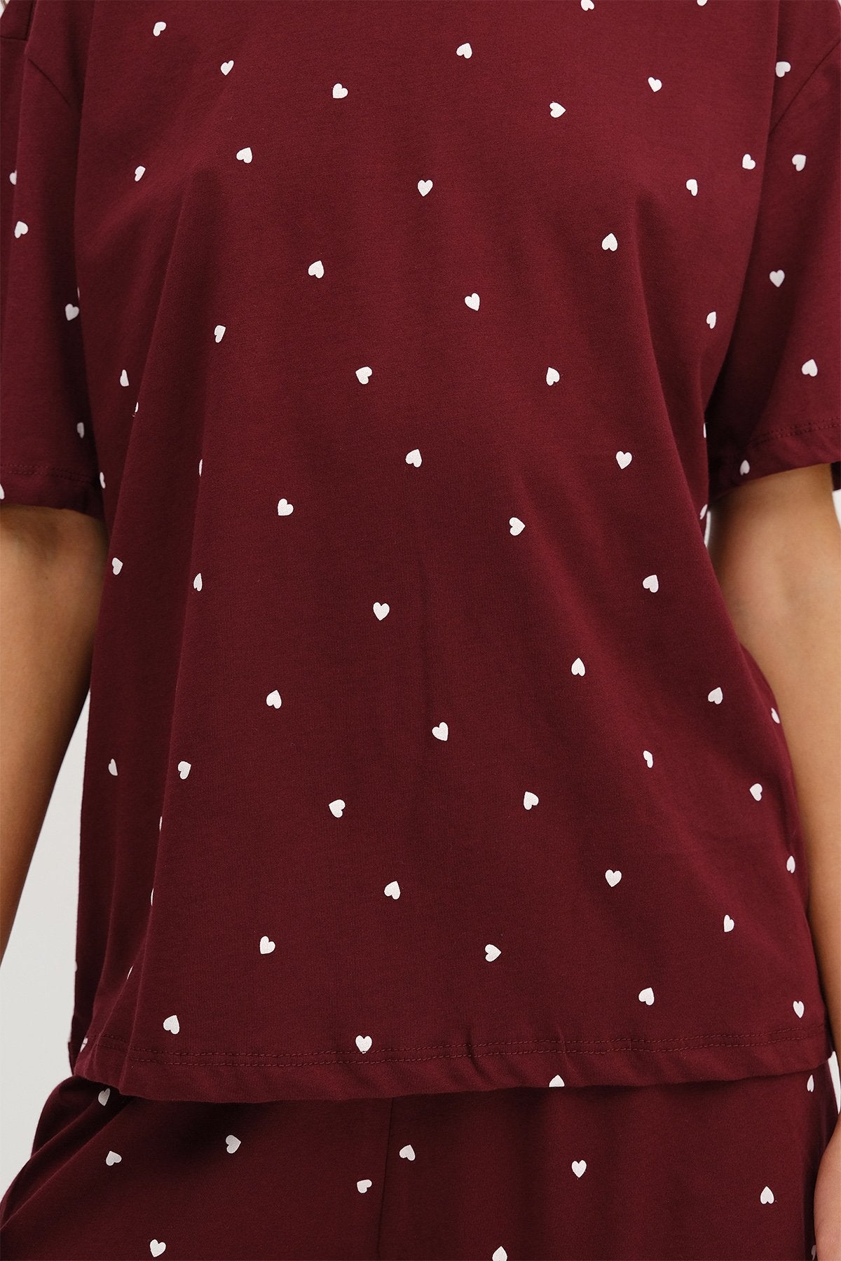 Burgundy_Patterned-Shorts-Pajama-Set-addax