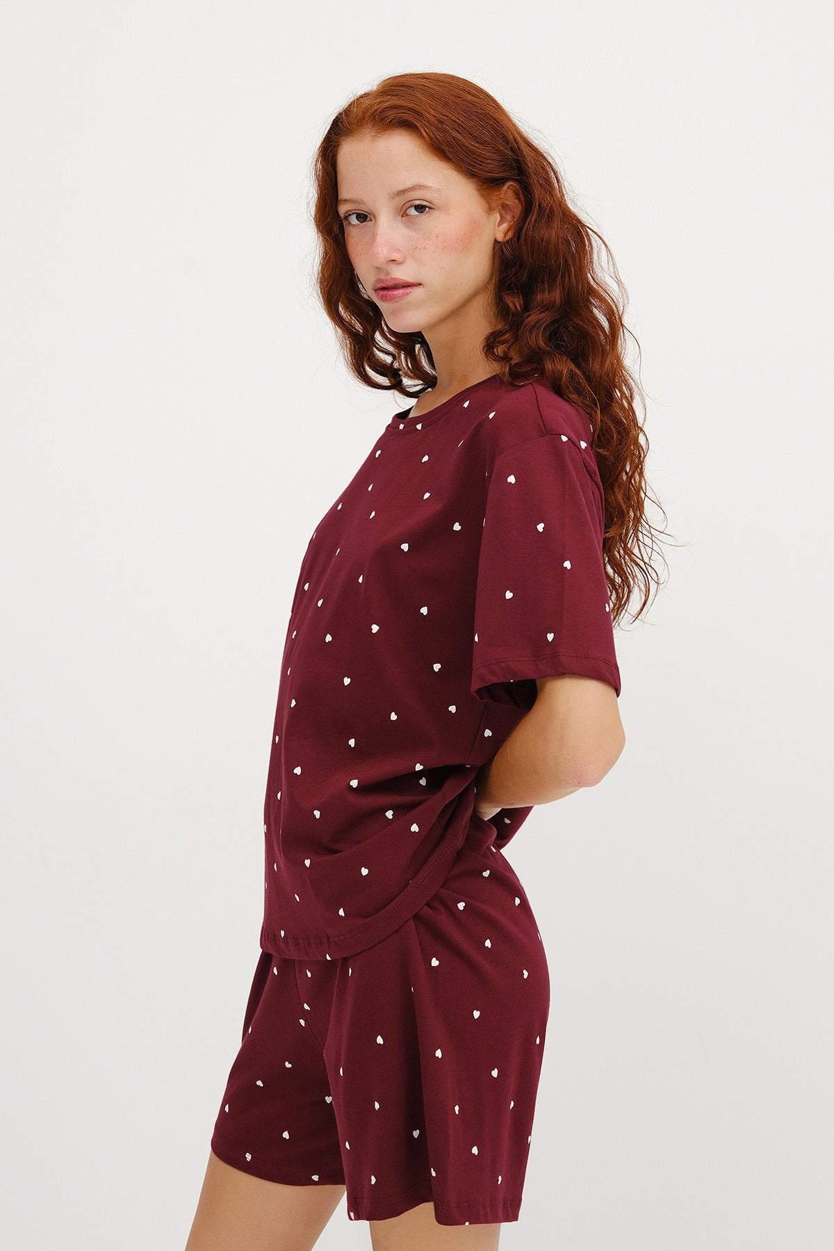 Burgundy_Patterned-Shorts-Pajama-Set-addax