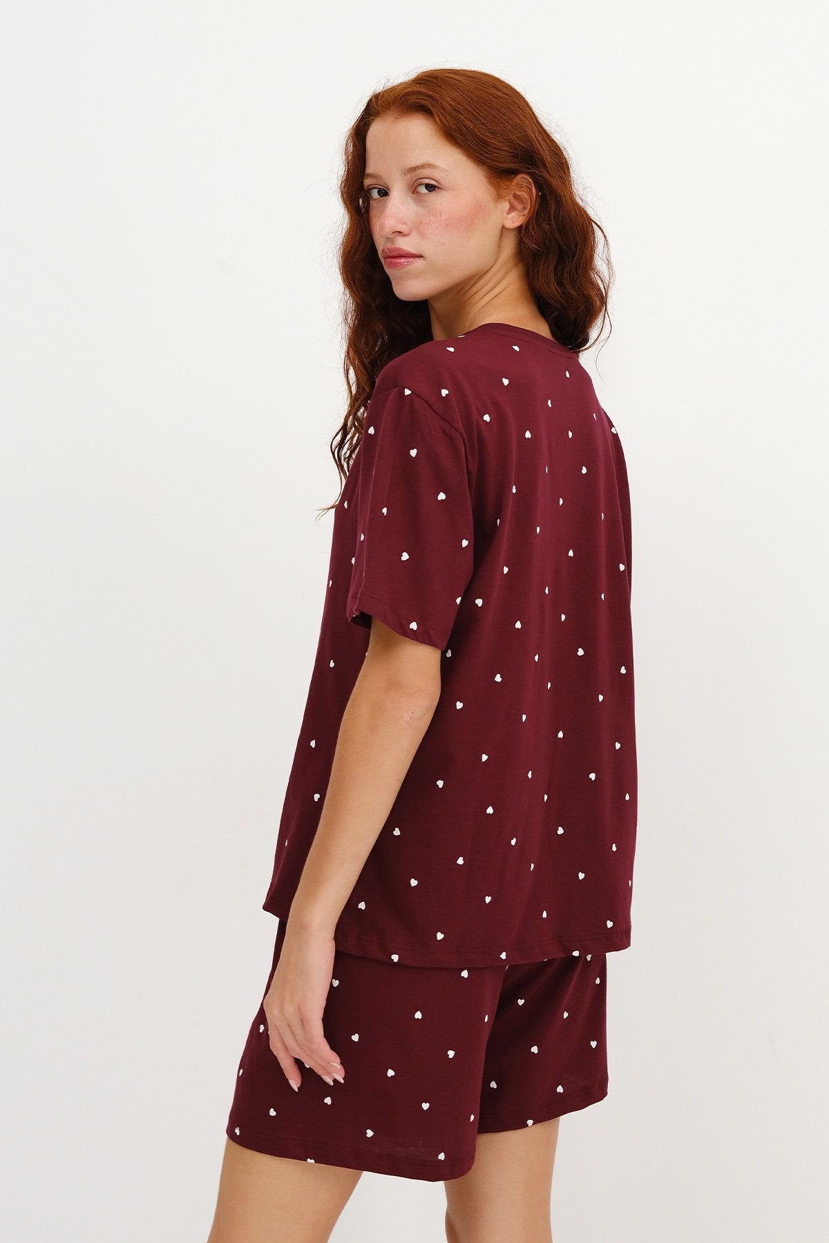 Burgundy_Patterned-Shorts-Pajama-Set-addax