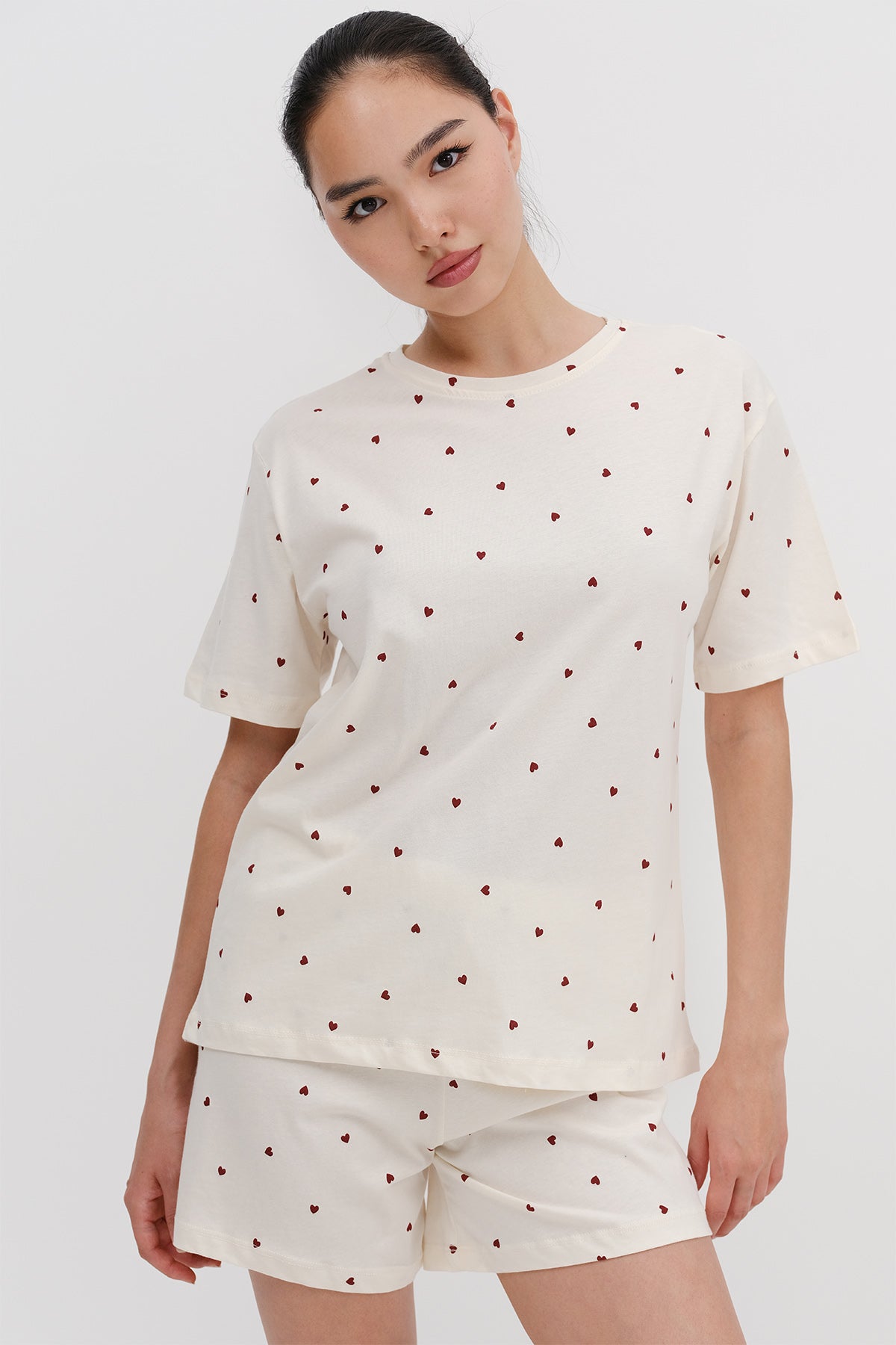 Light-Beige_Patterned-Shorts-Pajama-Set-addax