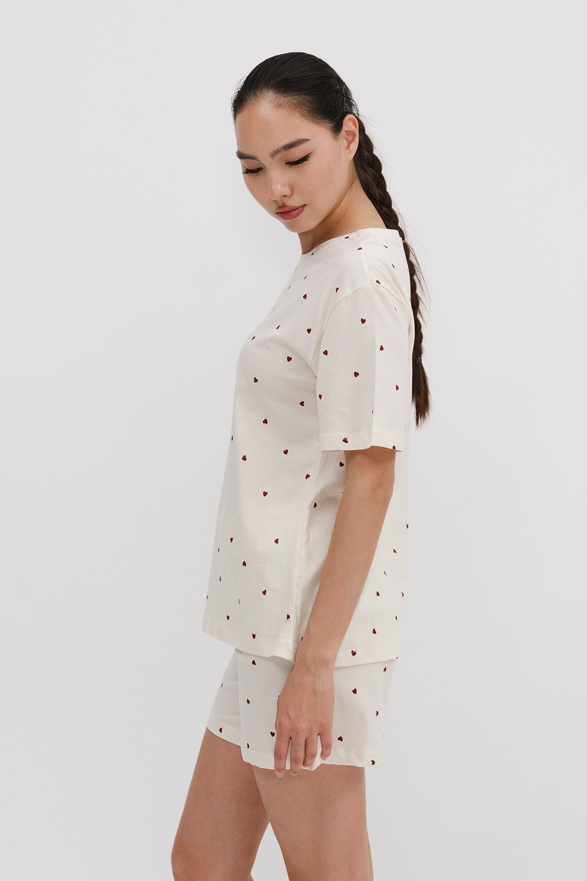 Light-Beige_Patterned-Shorts-Pajama-Set-addax