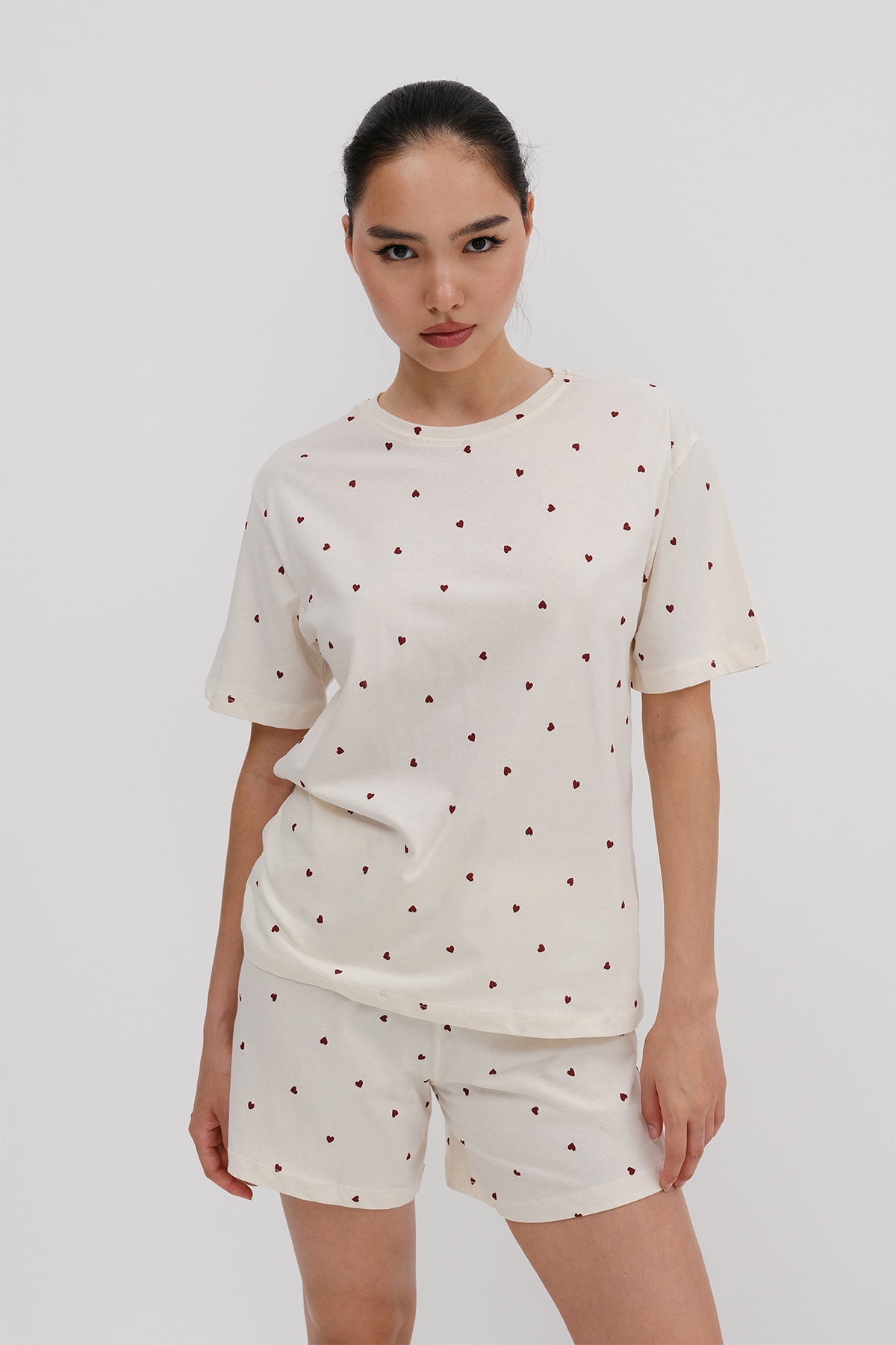 Light-Beige_Patterned-Shorts-Pajama-Set-addax