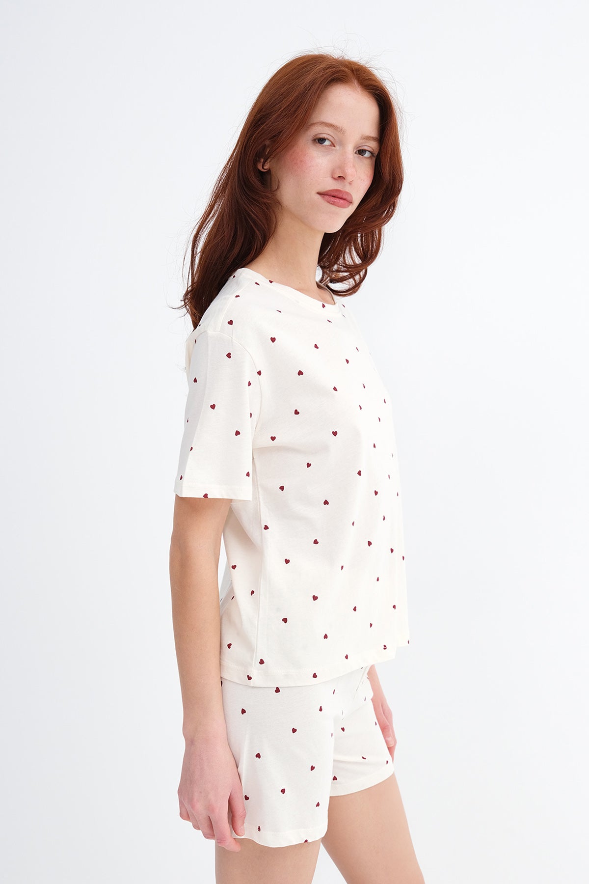 Beige---Burgundy_Patterned-Shorts-Pajama-Set-addax