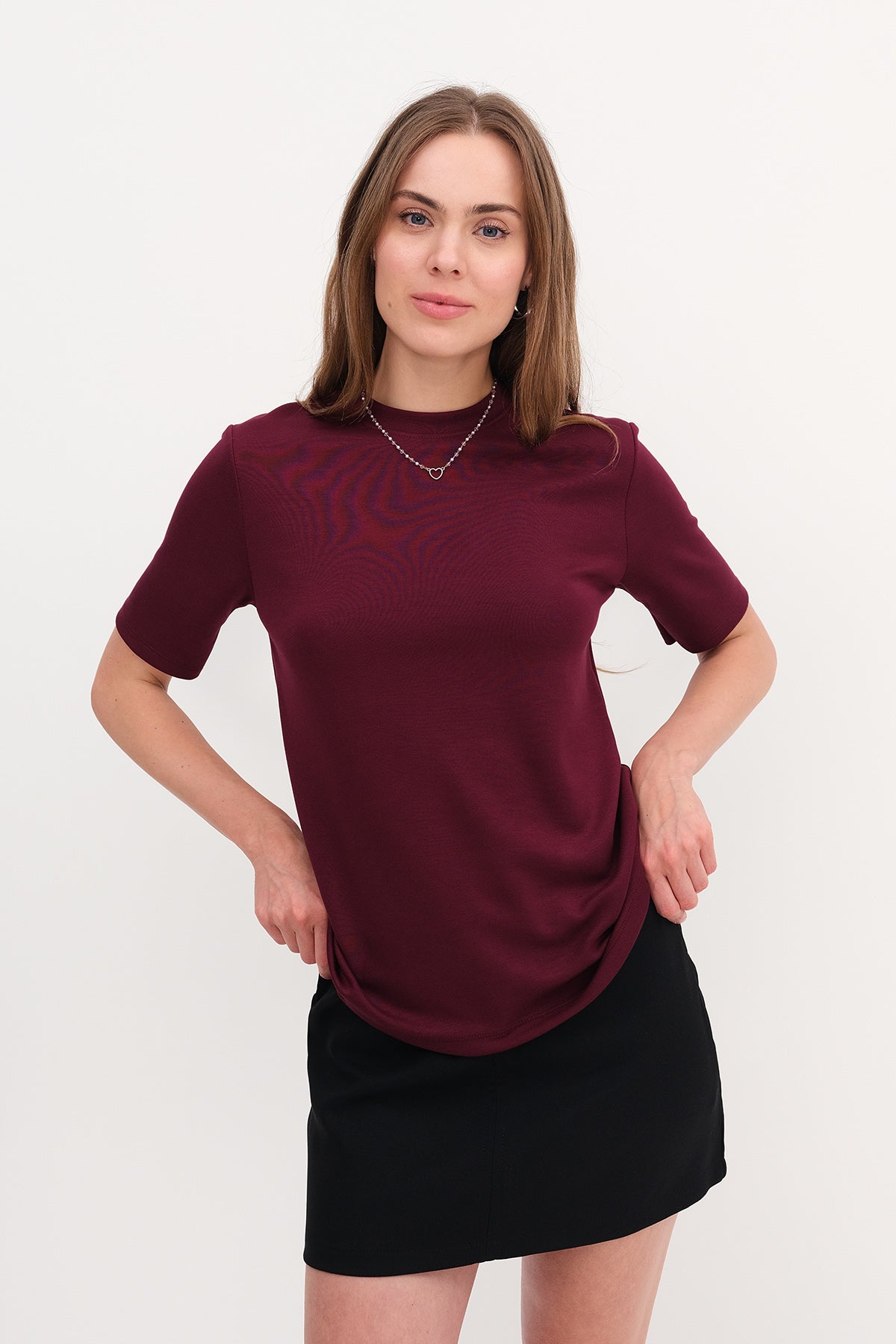 Burgundy_Basic-Modal-T-shirt-addax