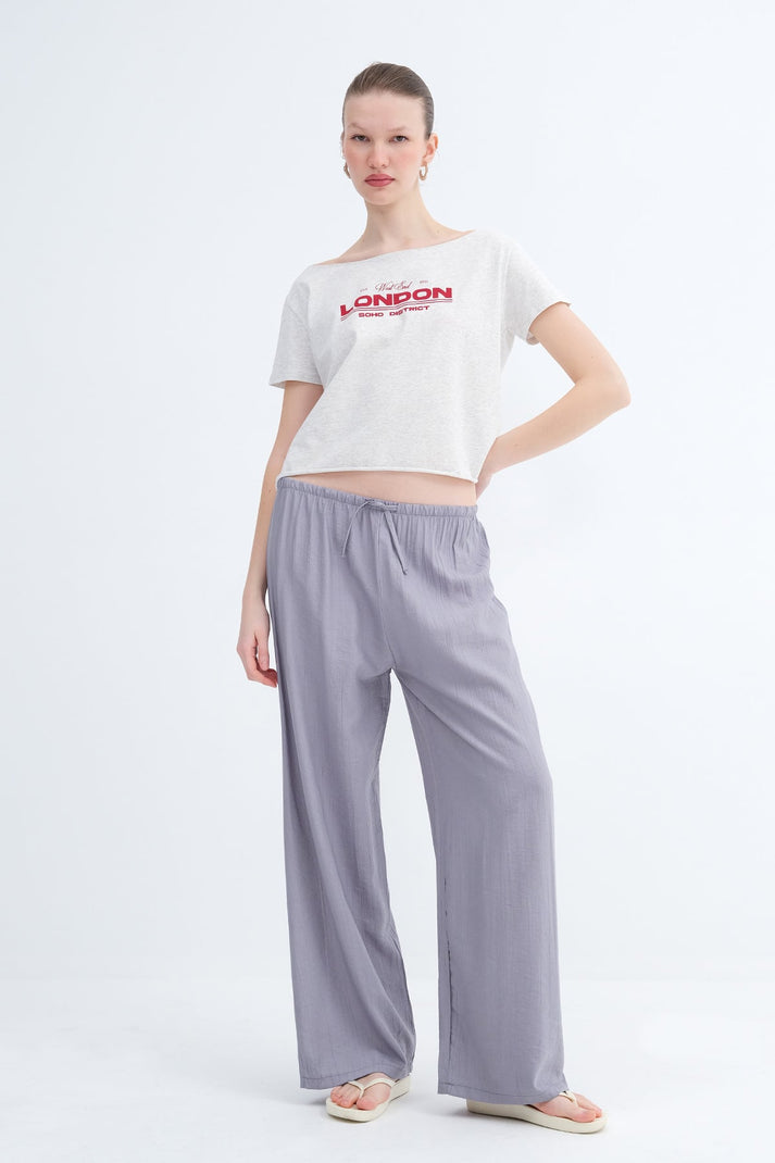 Wide Leg Trousers with Waist Rope Tie – addax