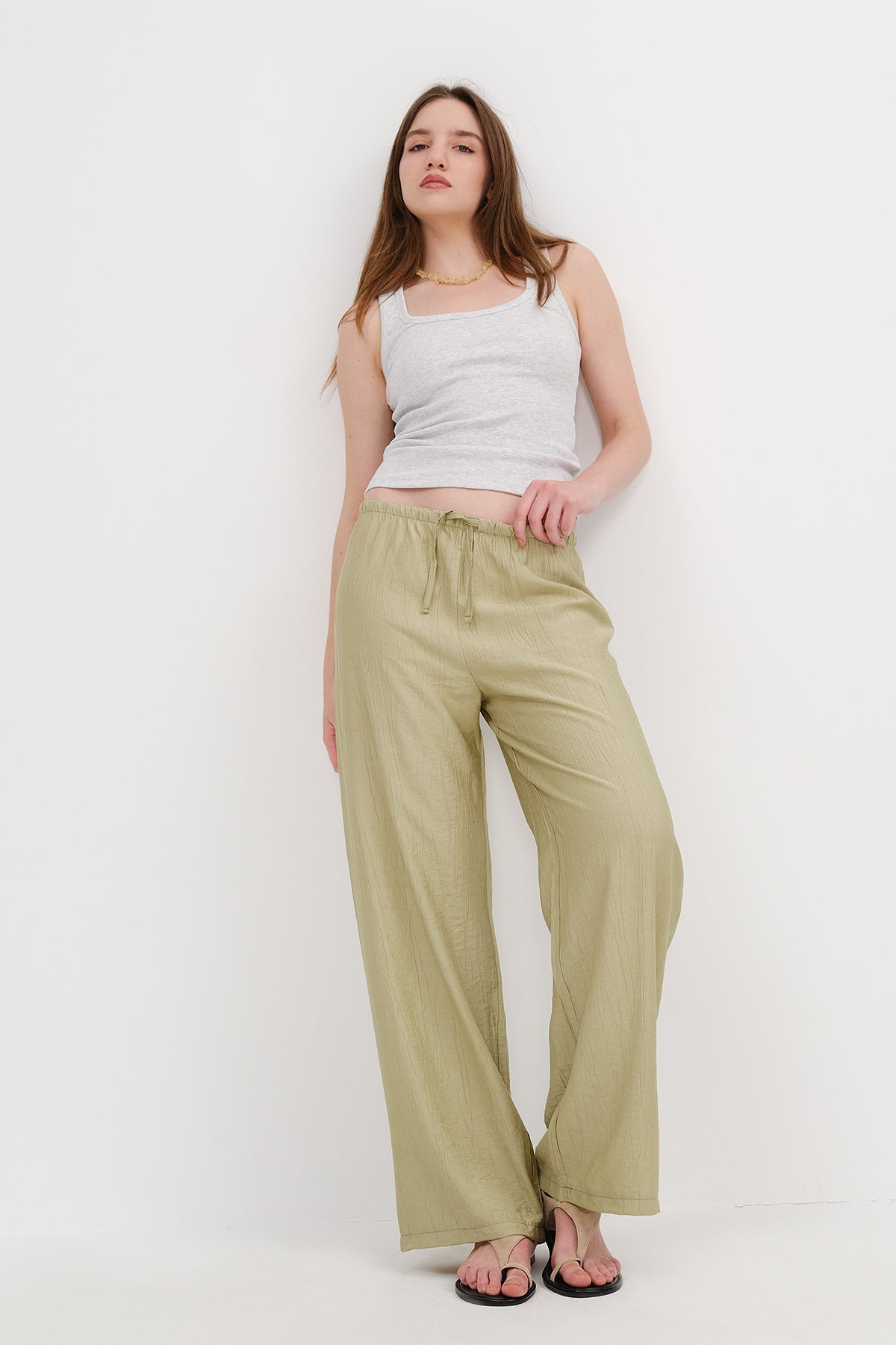 Oil-Green_Wide-Leg-Trousers-with-Waist-Rope-Tie-addax