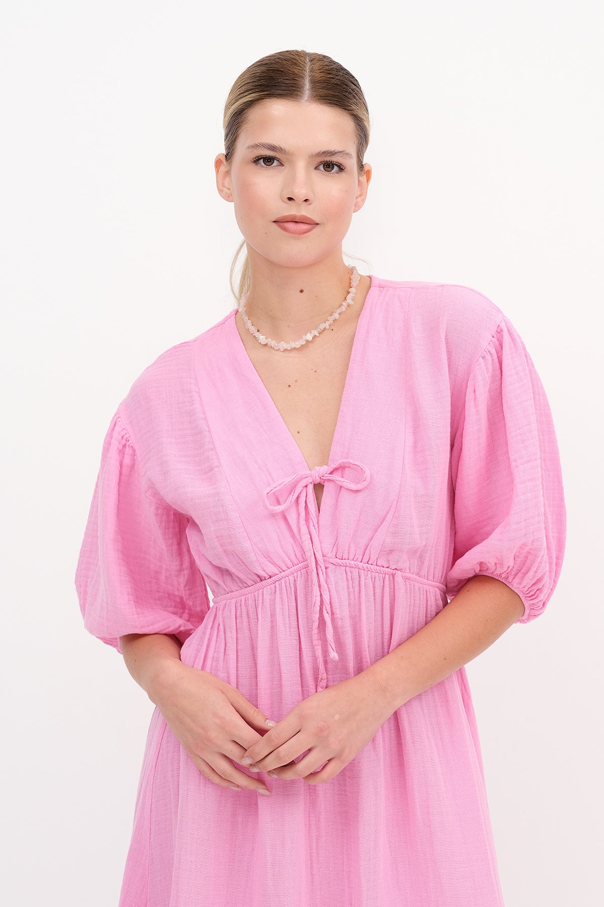 Pink_Balloon-Sleeve-Midi-Dress-addax