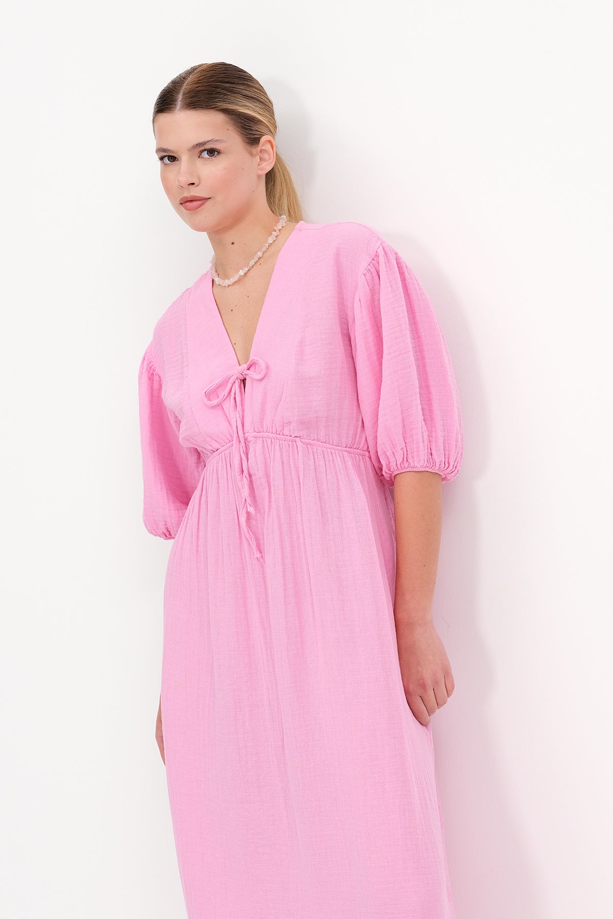 Pink_Balloon-Sleeve-Midi-Dress-addax