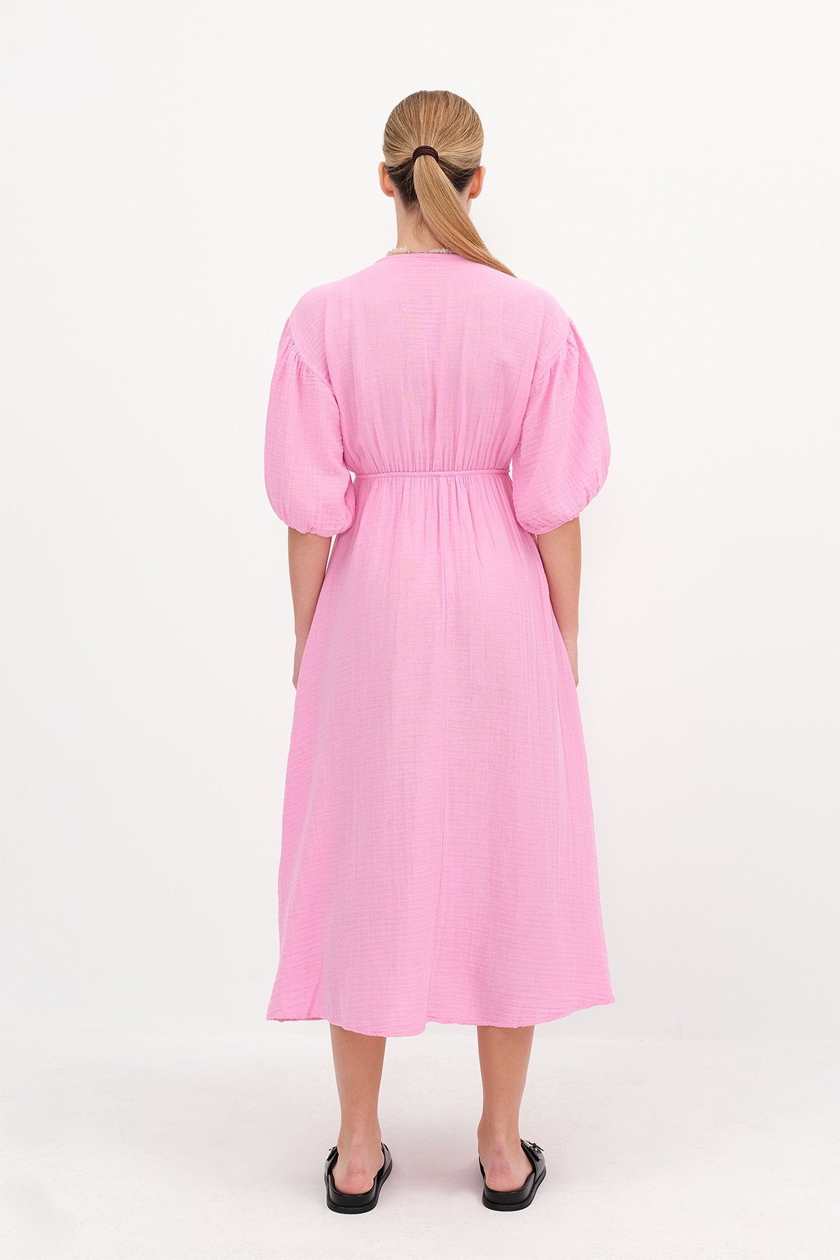Pink_Balloon-Sleeve-Midi-Dress-addax