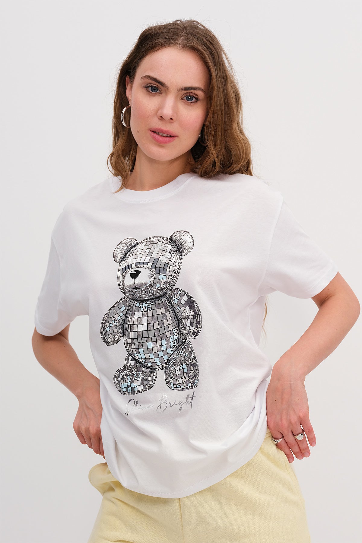 White_Shiny-Teddy-Bear-Print-T-Shirt-addax