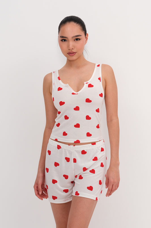 Ecru_Heart-Print-Pyjama-Set-with-Shorts-addax