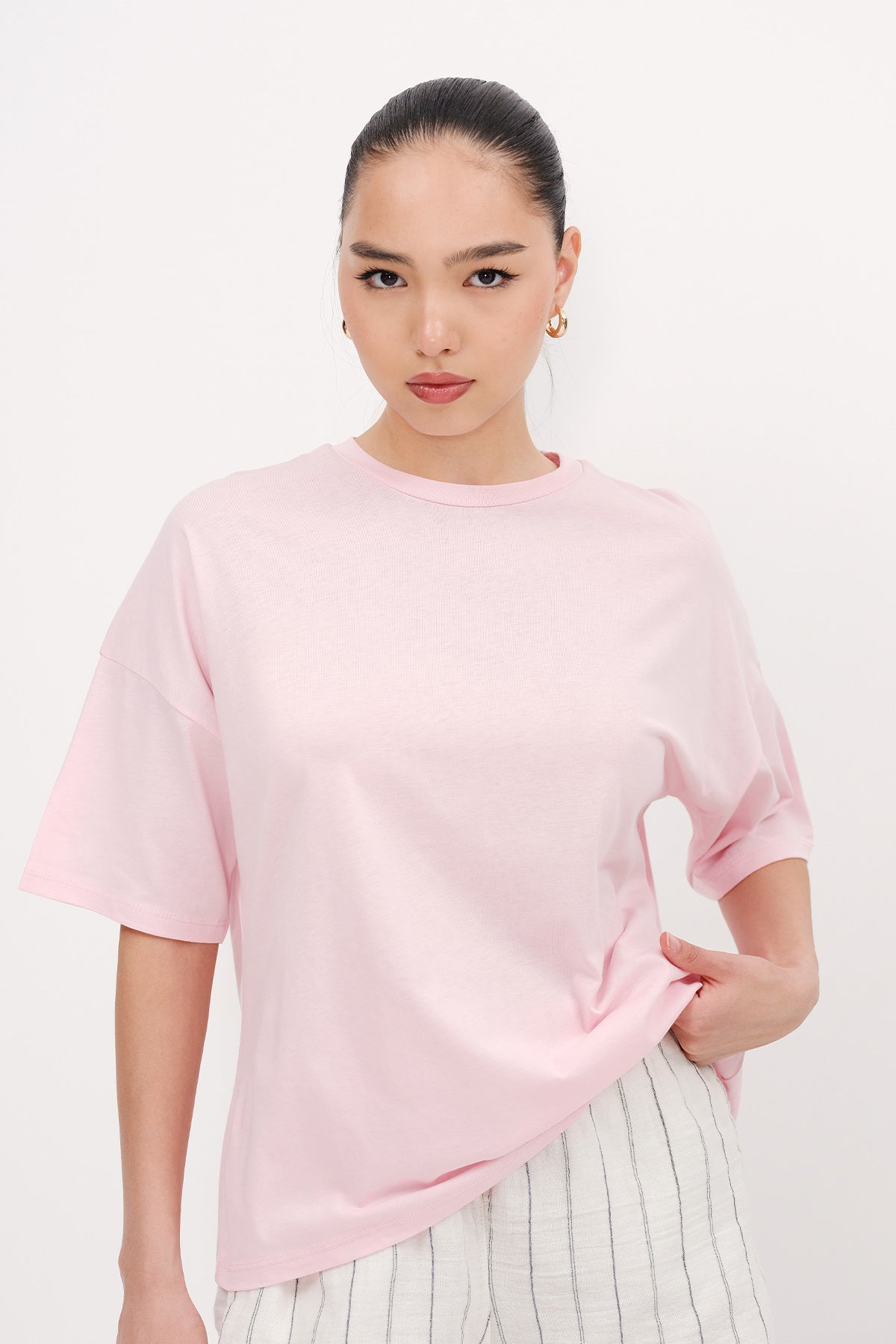 Pink_Crew-Neck-Basic-T-shirt-addax