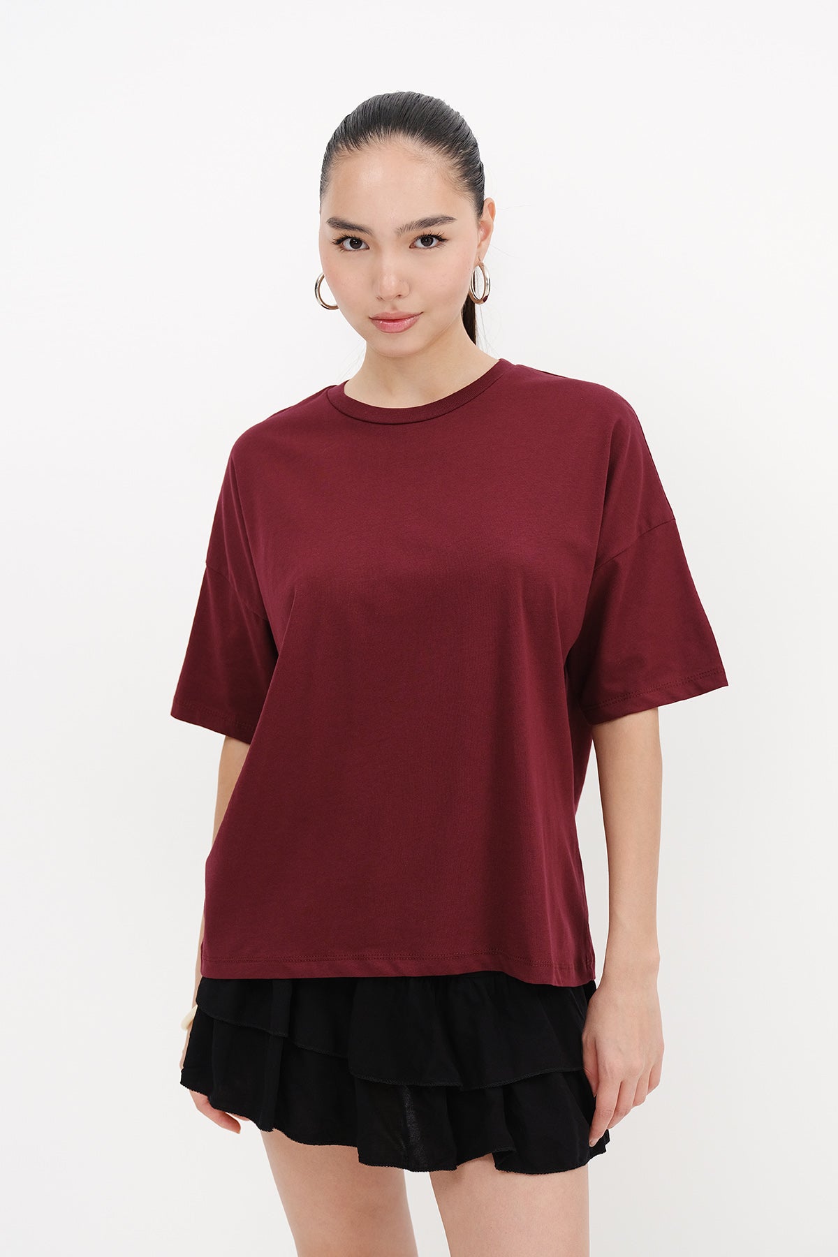 Burgundy_Crew-Neck-Basic-T-shirt-addax