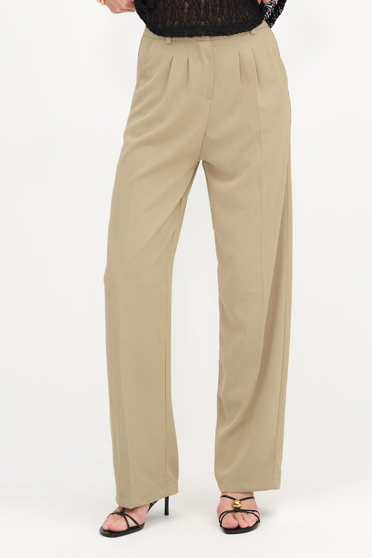 Buttoned Wide Leg Trousers