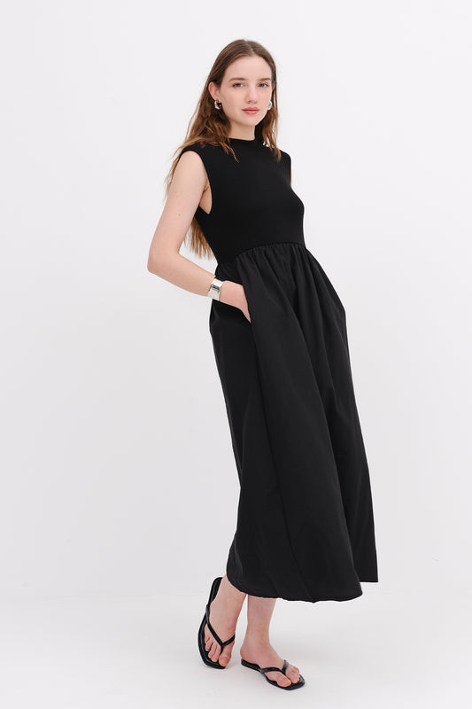 Black_Sleeveless-Modal-Long-Dress-addax