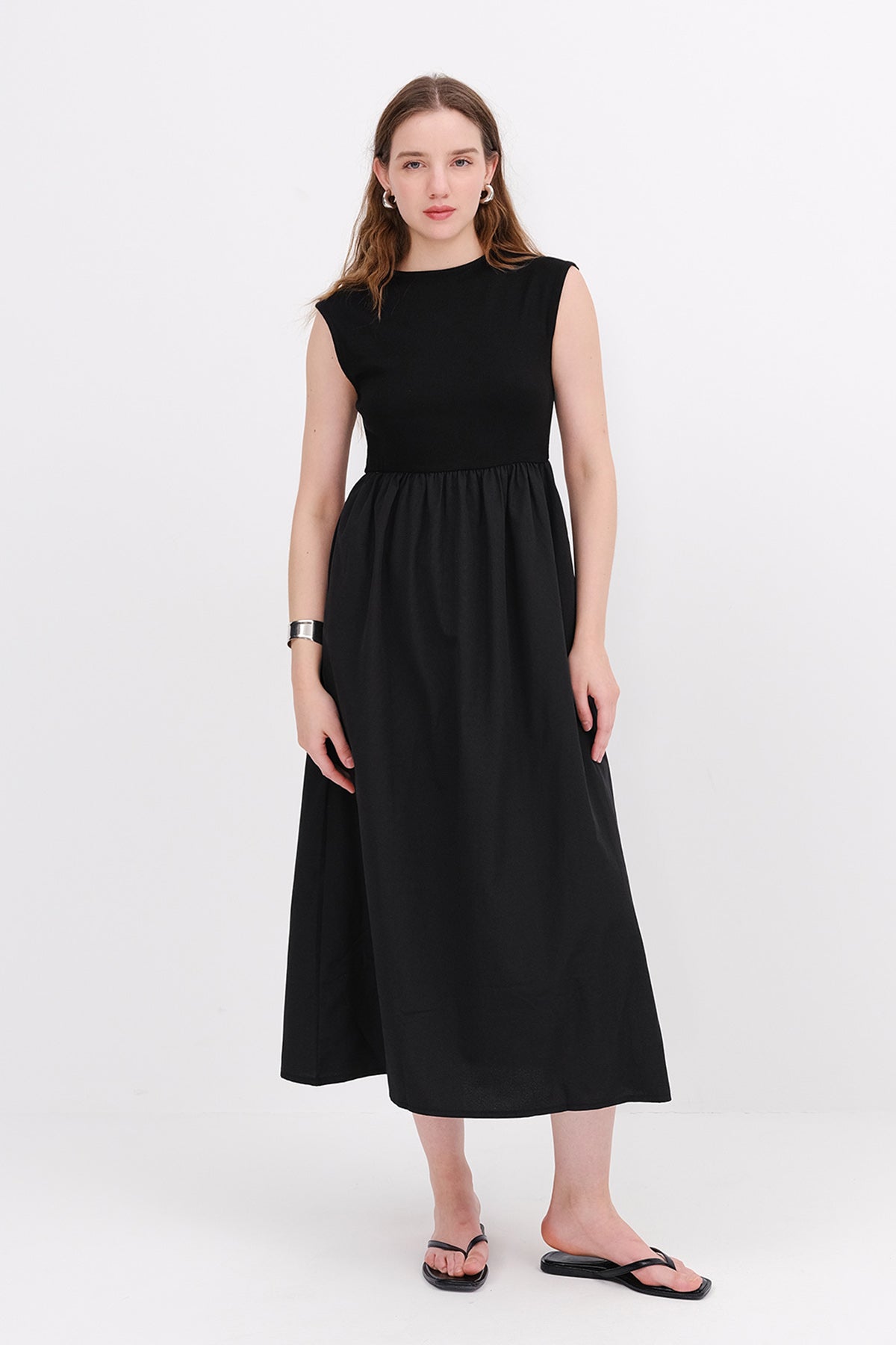 Black_Sleeveless-Modal-Long-Dress-addax