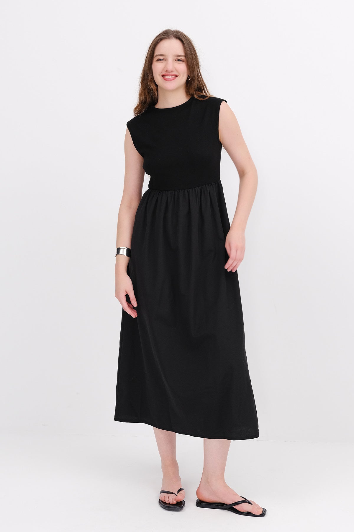 Black_Sleeveless-Modal-Long-Dress-addax