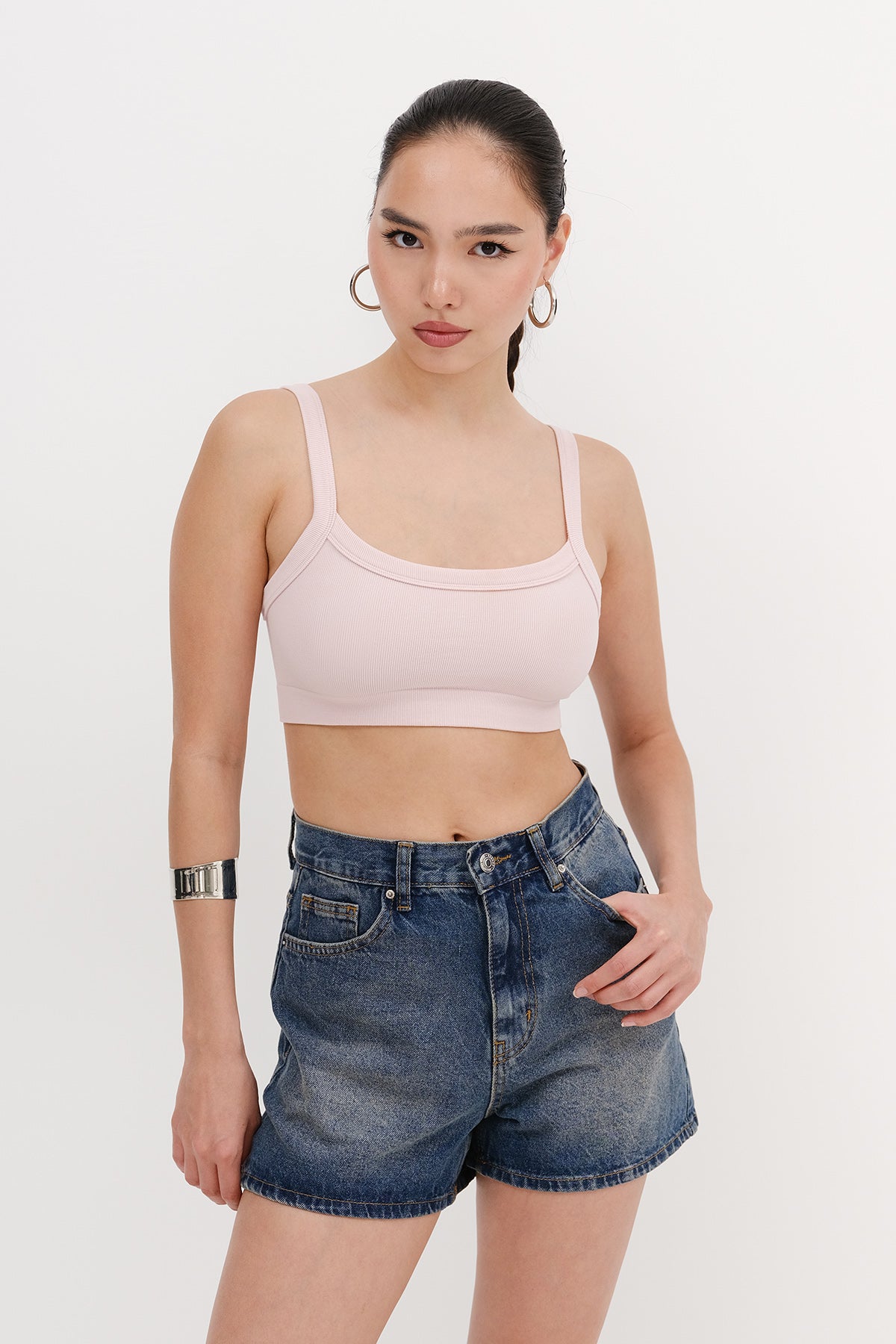 Green---Tint_High-Waist-Denim-Shorts-addax