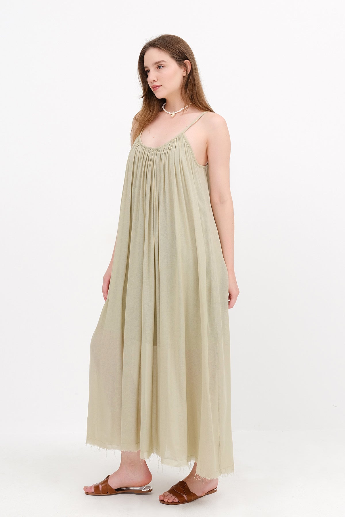 Khaki_Strappy-Long-Dress-addax