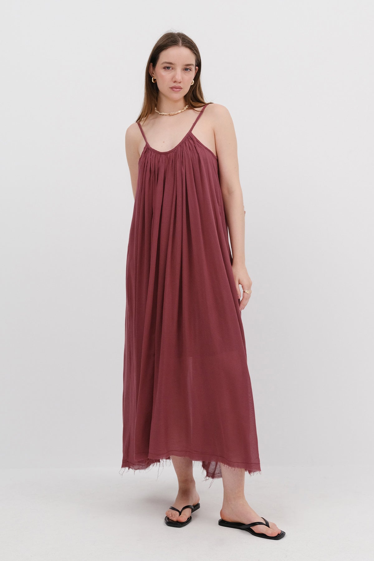 Burgundy_Strappy-Long-Dress-addax