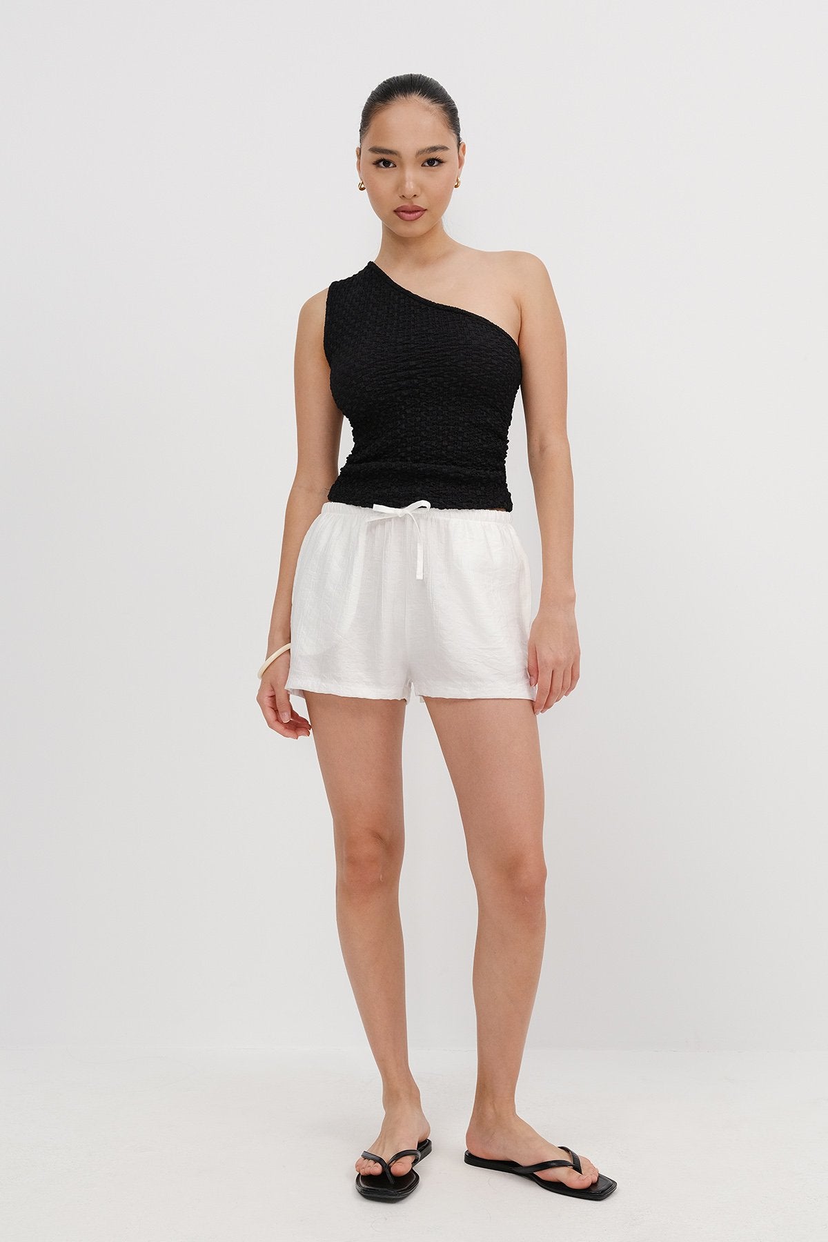 White_Elastic-Waist-Shorts-addax