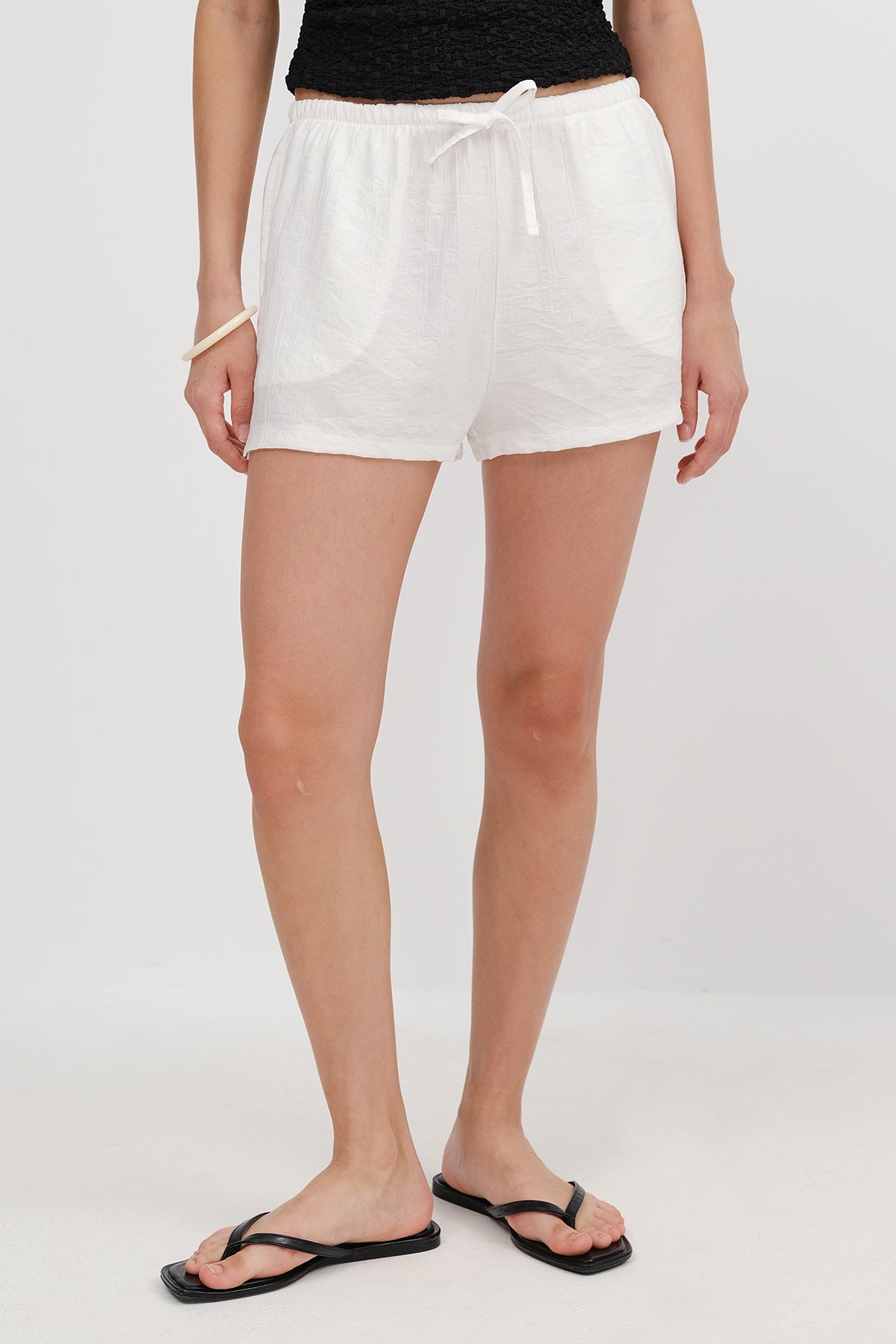 White_Elastic-Waist-Shorts-addax
