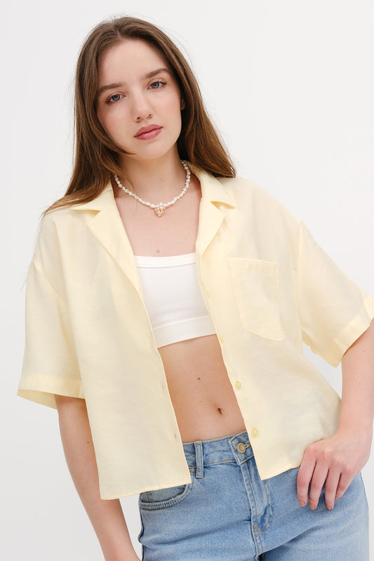 Light-Yellow_Short-Sleeve-Modal-Shirt-addax