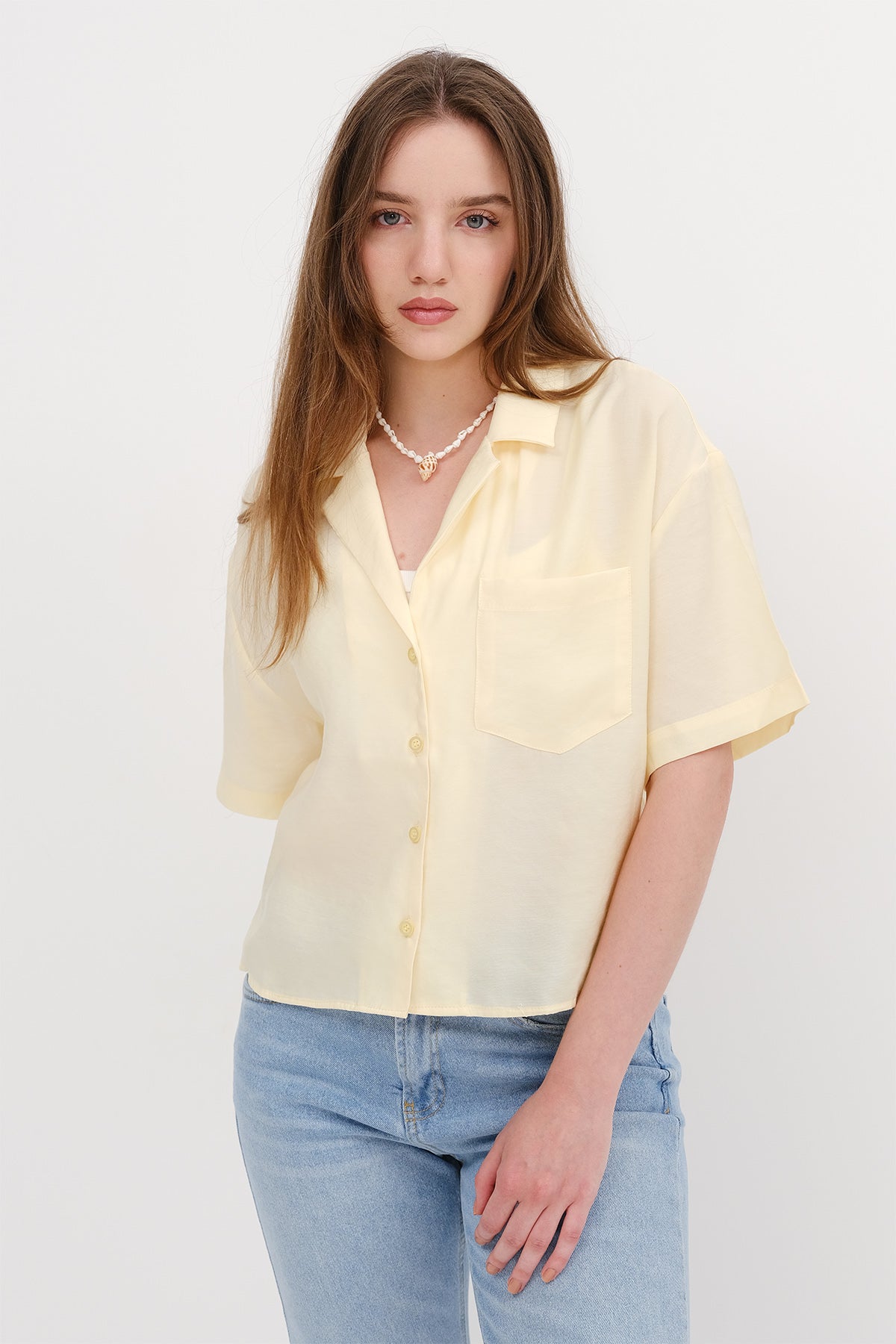 Light-Yellow_Short-Sleeve-Modal-Shirt-addax