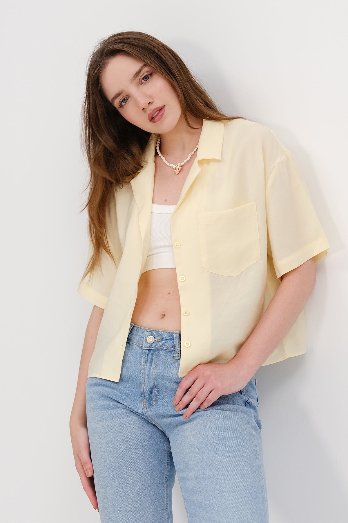 Light-Yellow_Short-Sleeve-Modal-Shirt-addax