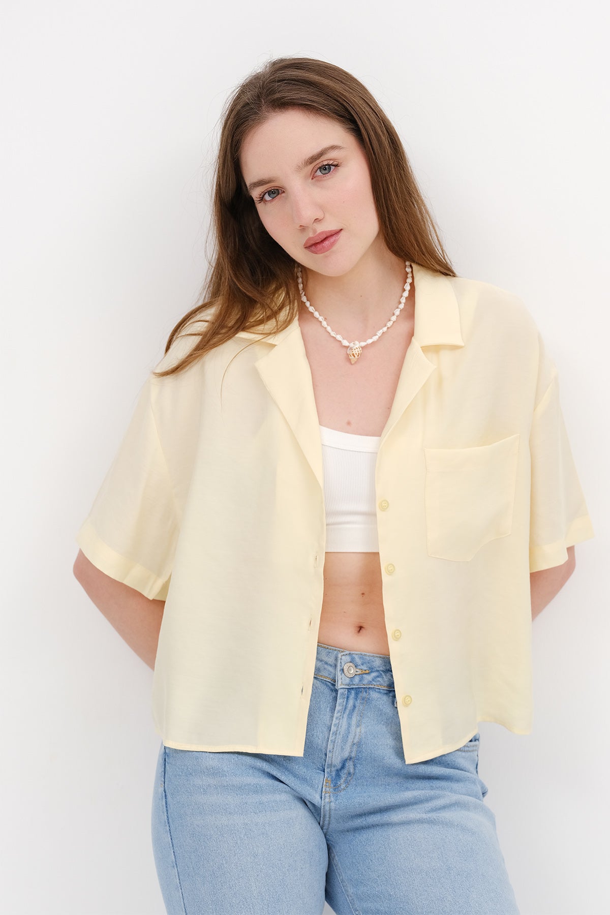 Light-Yellow_Short-Sleeve-Modal-Shirt-addax