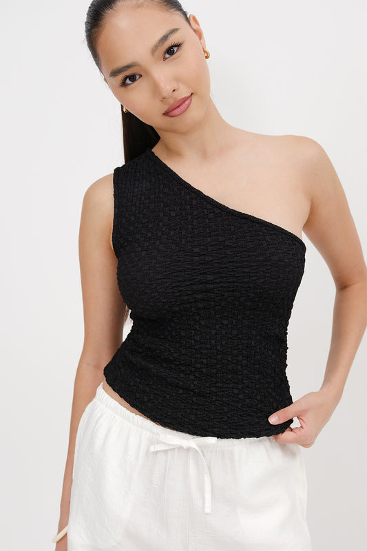 Black_One-Shoulder-Textured-Blouse-addax