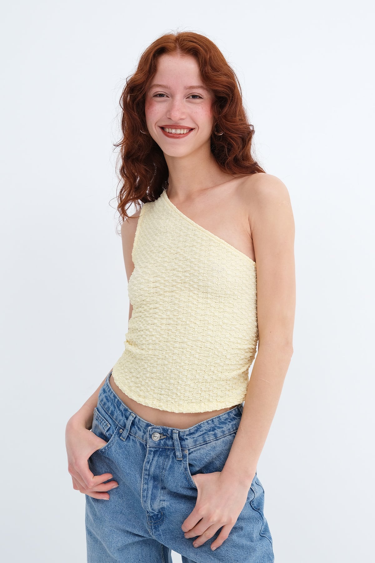 Light-Yellow_One-Shoulder-Textured-Blouse-addax
