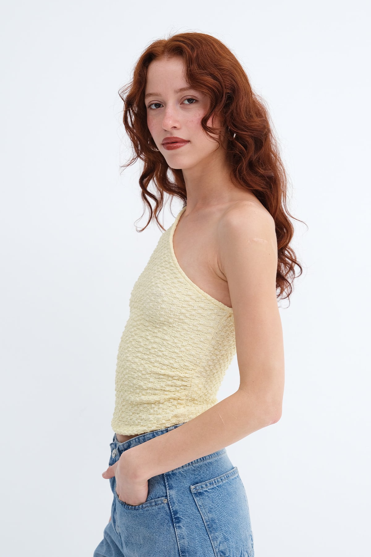 Light-Yellow_One-Shoulder-Textured-Blouse-addax