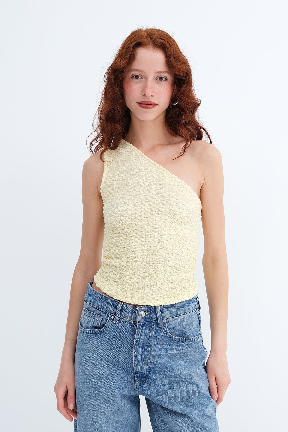 Light-Yellow_One-Shoulder-Textured-Blouse-addax