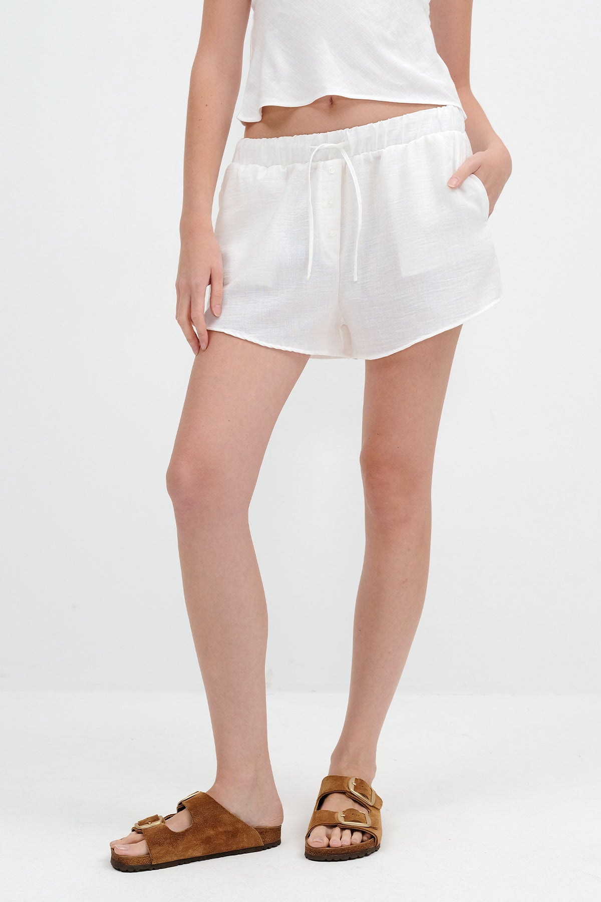 Ecru_Button-Detail-Shorts-addax