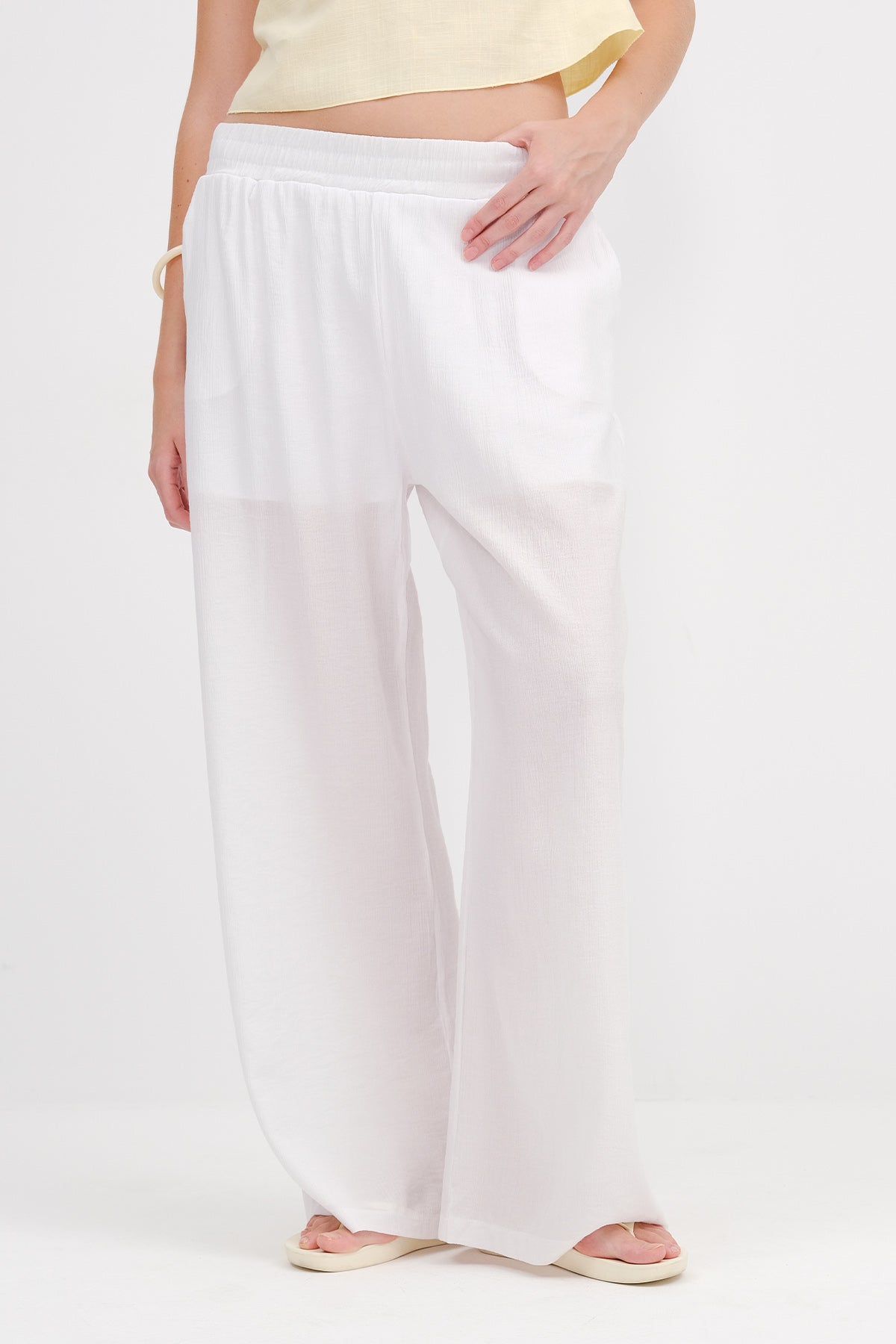 Elastic Waist Wide Leg Trousers