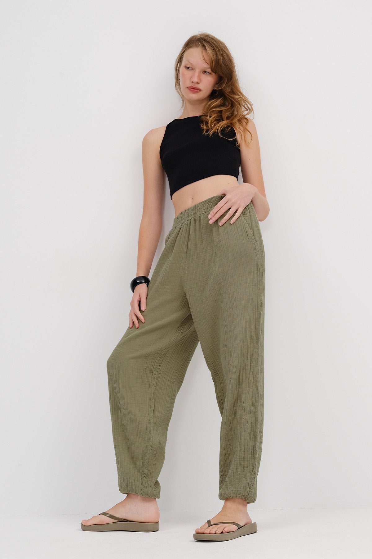Khaki_Jogger-Pants-with-Elastic-addax