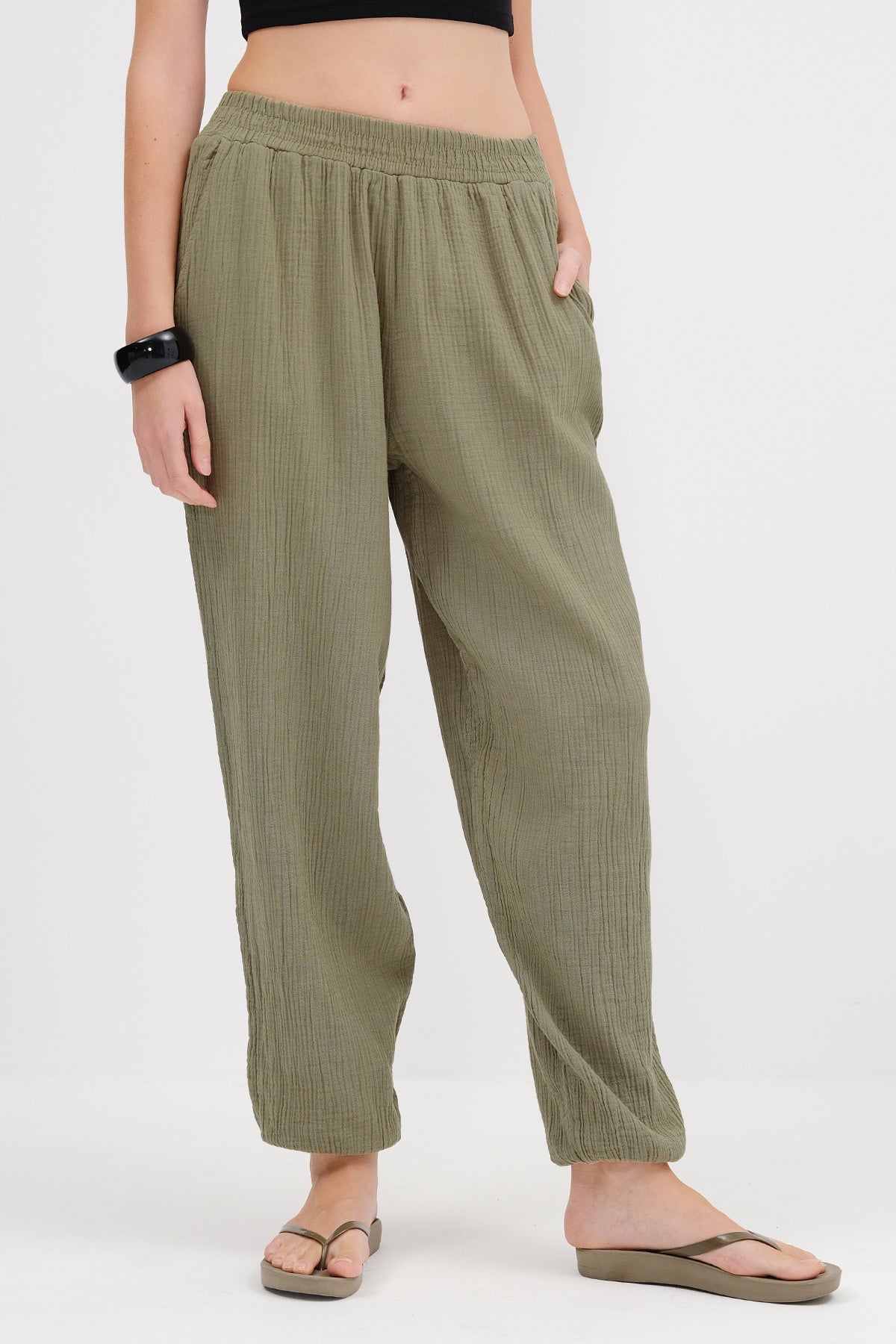 Khaki_Jogger-Pants-with-Elastic-addax