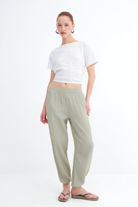 Oil-Green_Jogger-Pants-with-Elastic-addax
