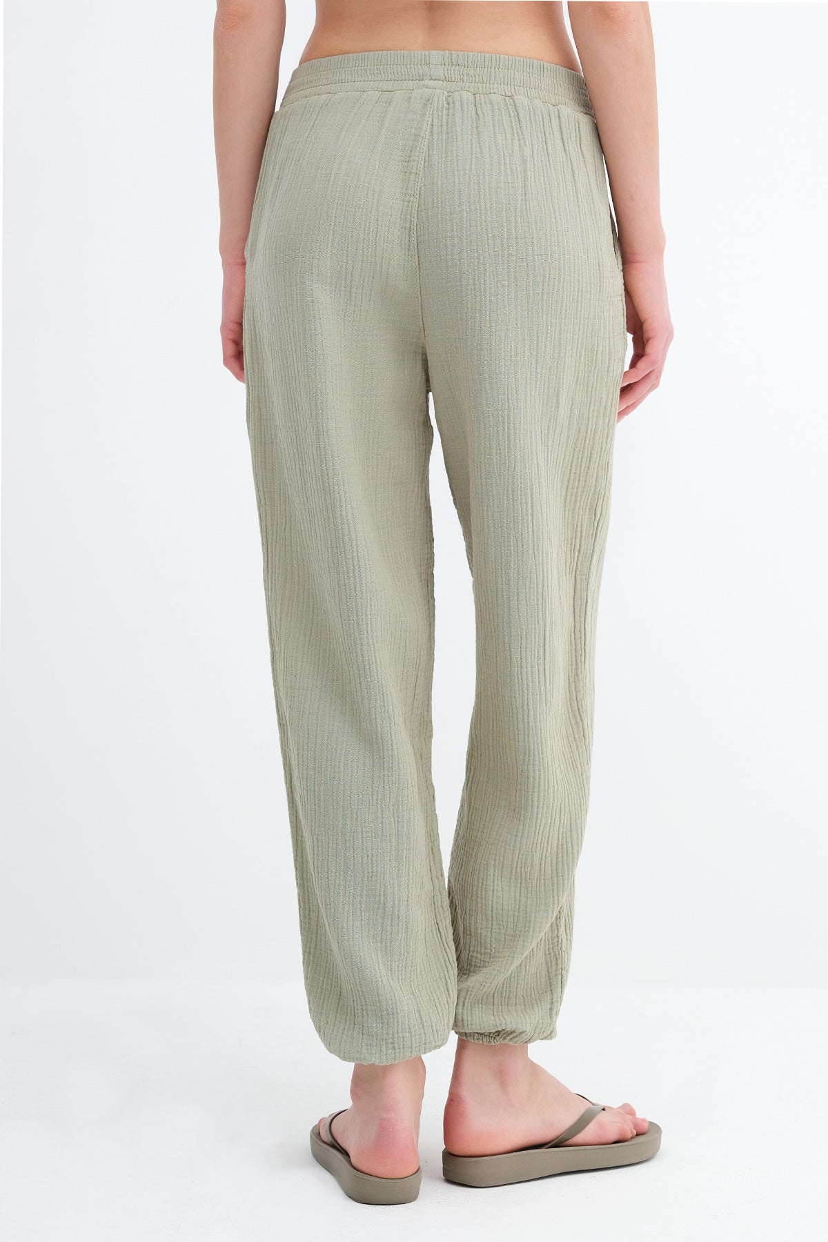 Oil-Green_Jogger-Pants-with-Elastic-addax