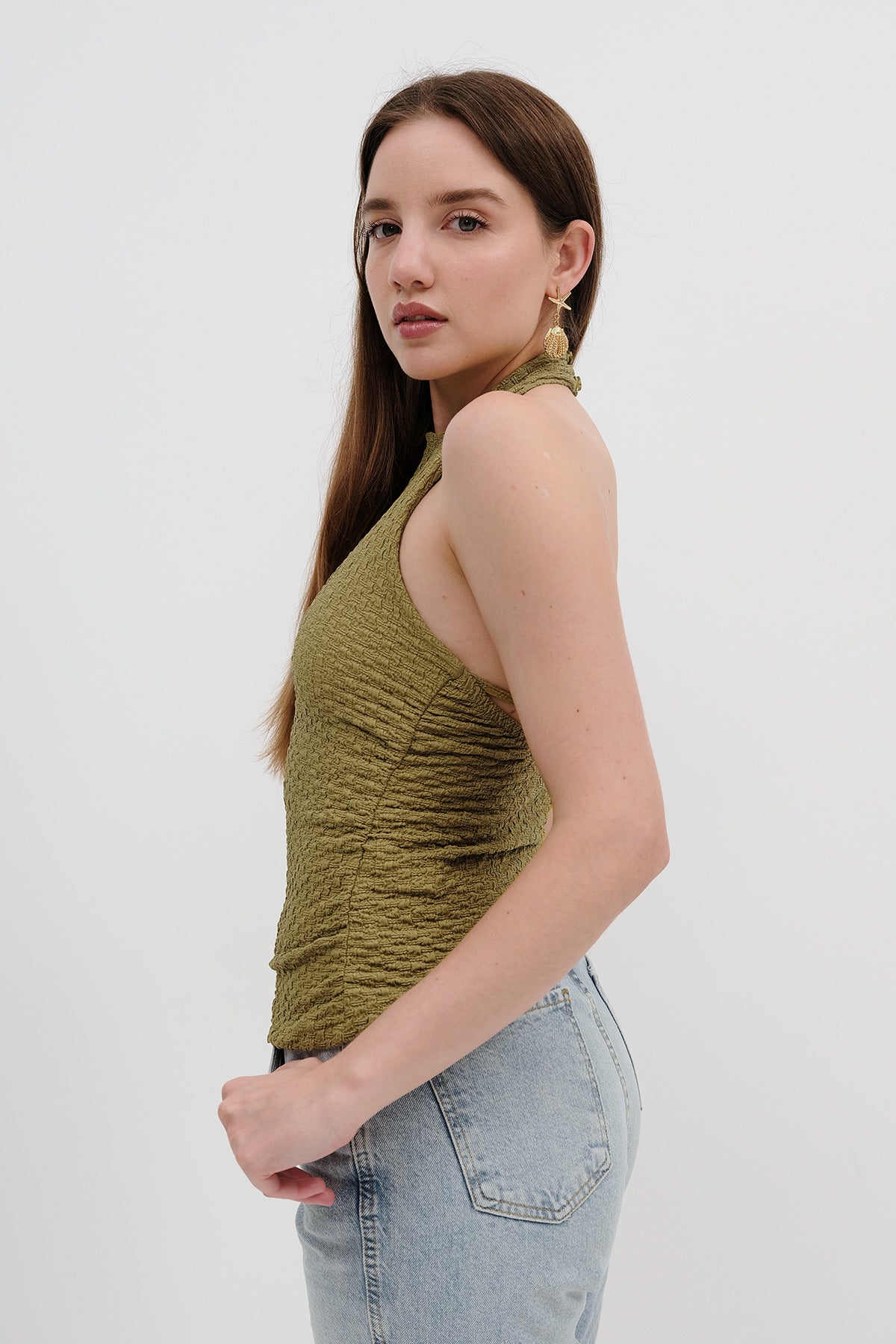 Olive_Halter-Neck-Textured-Blouse-addax