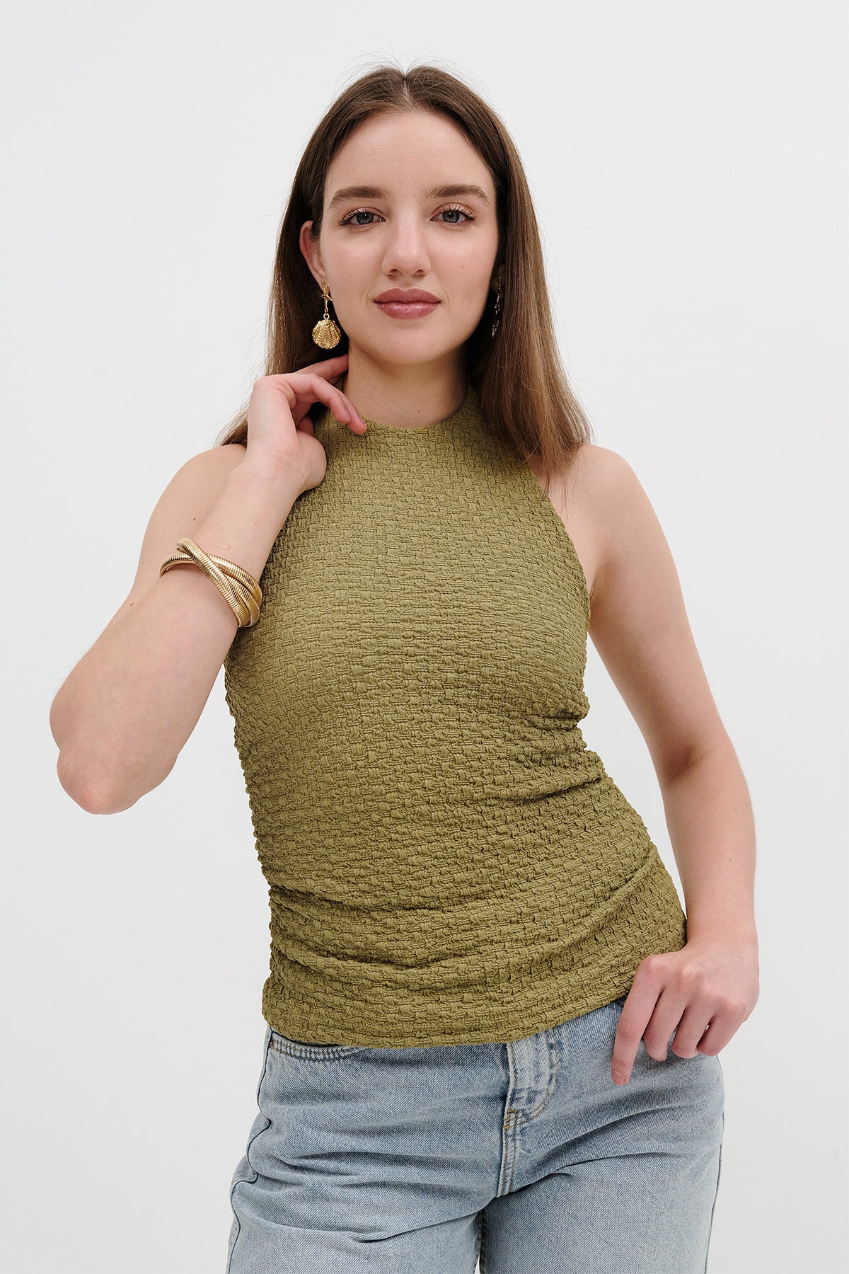 Olive_Halter-Neck-Textured-Blouse-addax