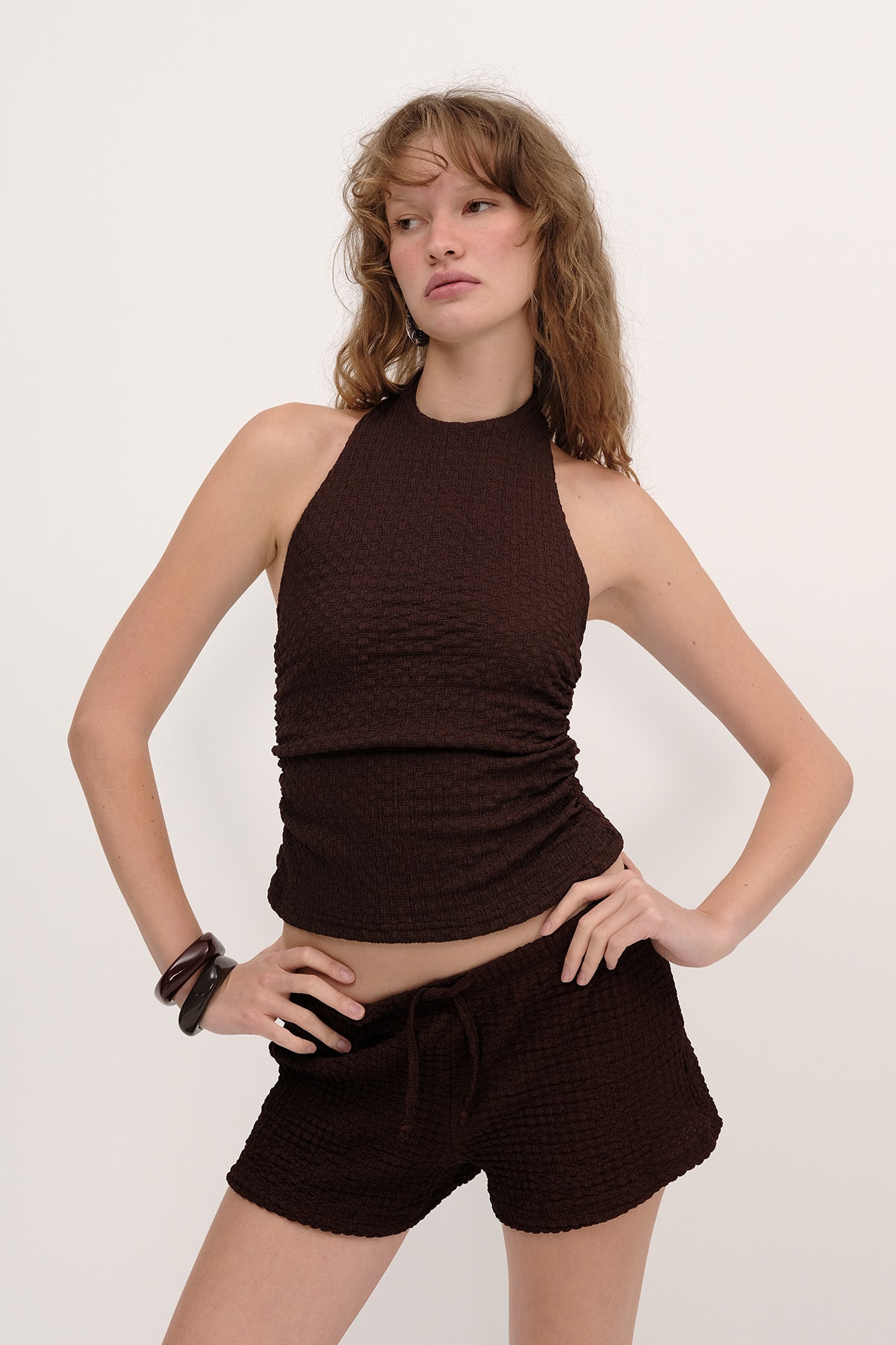 Halter Neck Textured Blouse