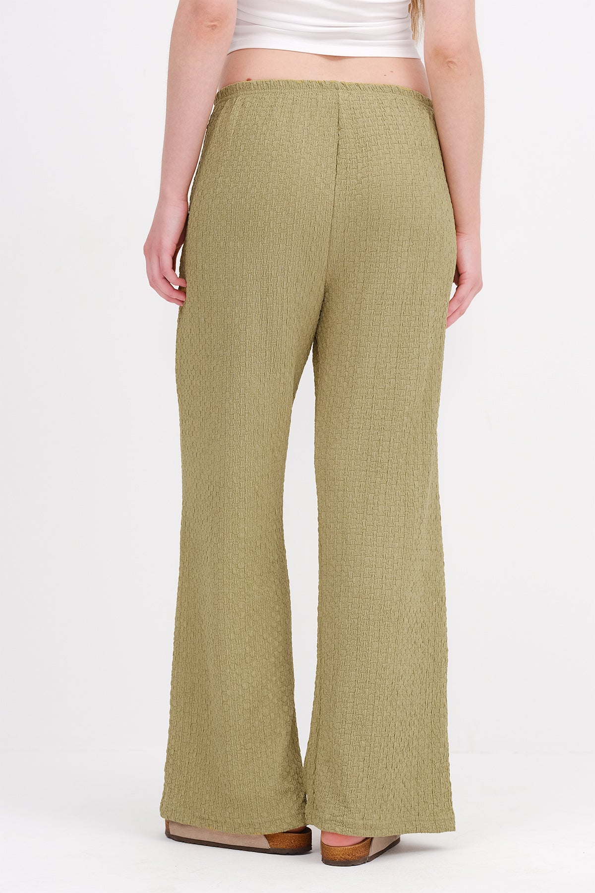 Olive_Textured-Pants-with-Elastic-Waist-addax