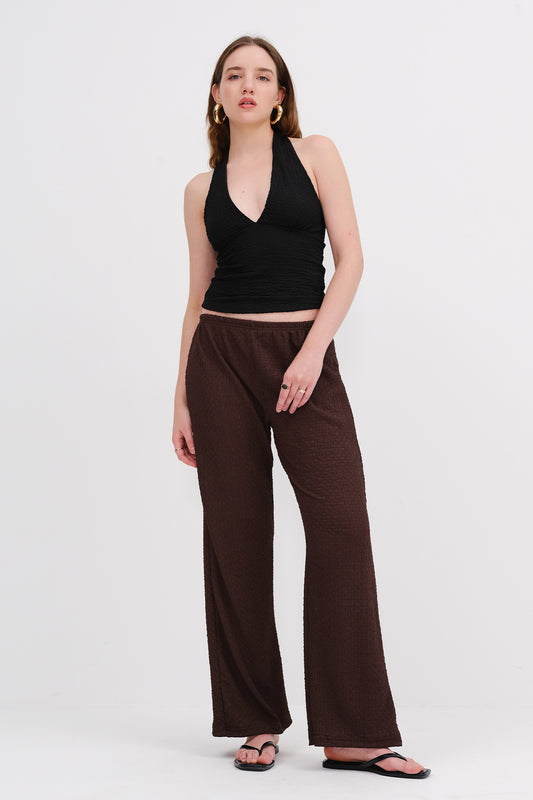 Bitter-Coffee_Textured-Pants-with-Elastic-Waist-addax
