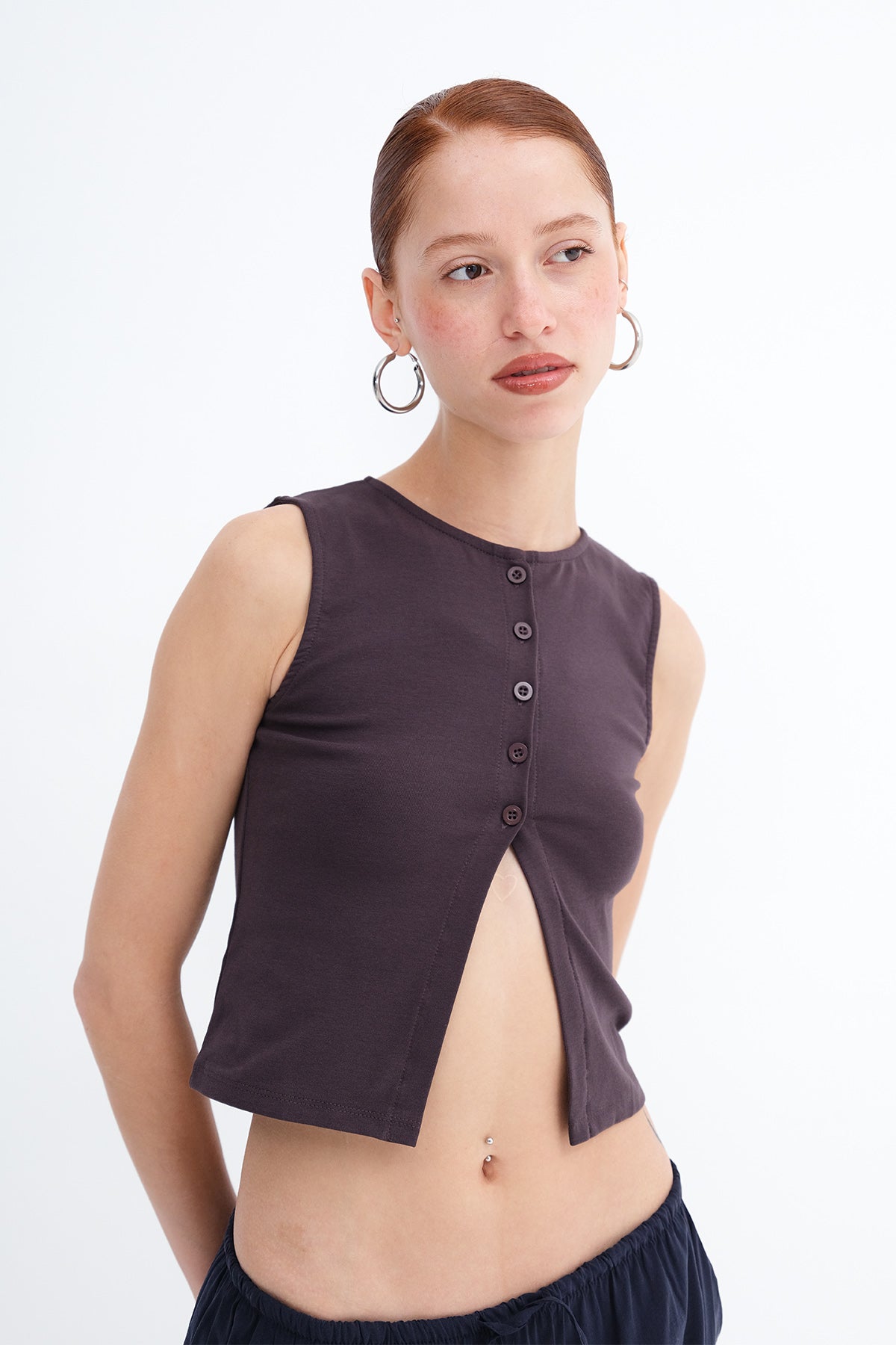Soft-Brown_Sleeveless-Buttoned-Blouse-addax