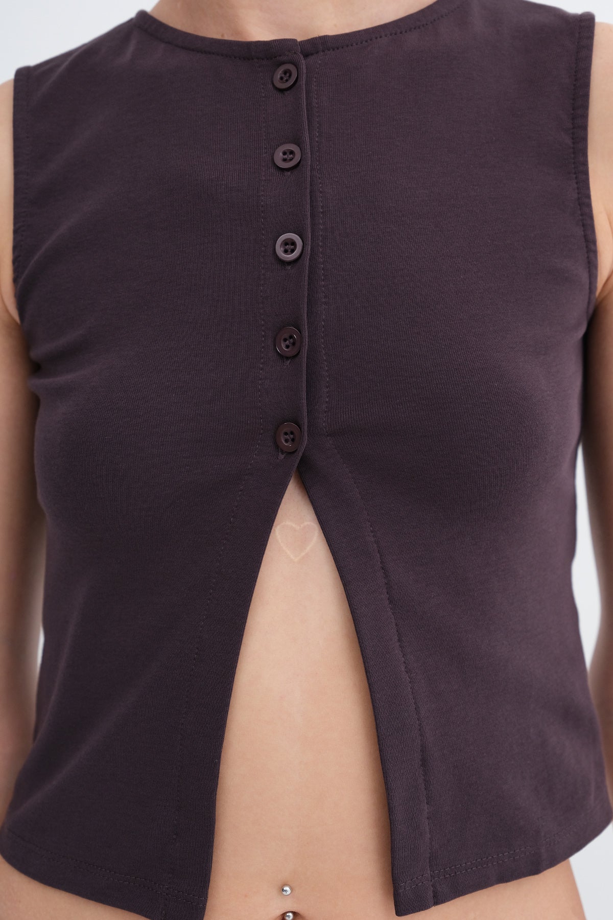 Soft-Brown_Sleeveless-Buttoned-Blouse-addax