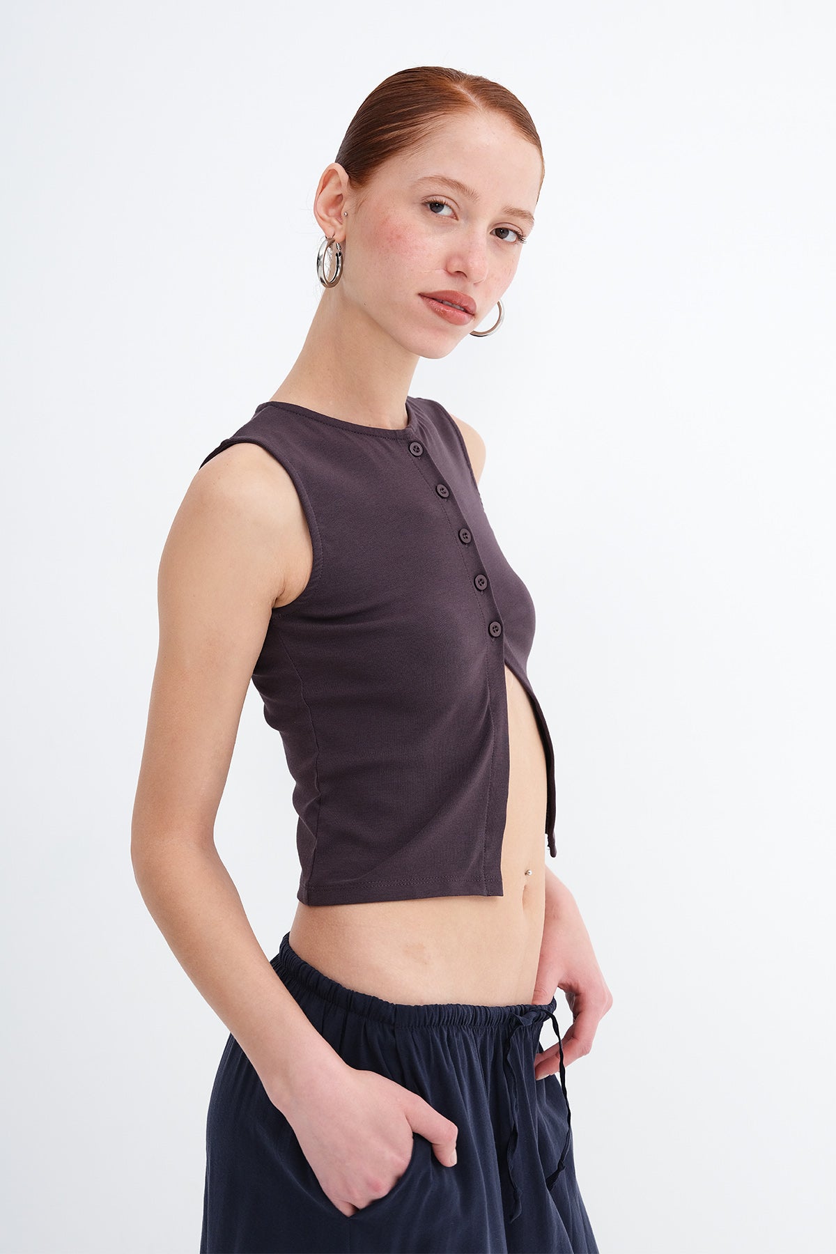 Soft-Brown_Sleeveless-Buttoned-Blouse-addax