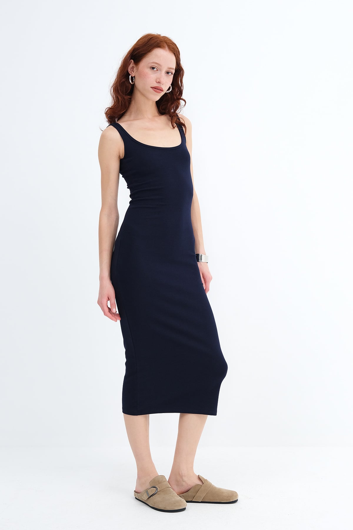 Dark-Night-Blue_Thick-Strap-Midi-Dress-addax